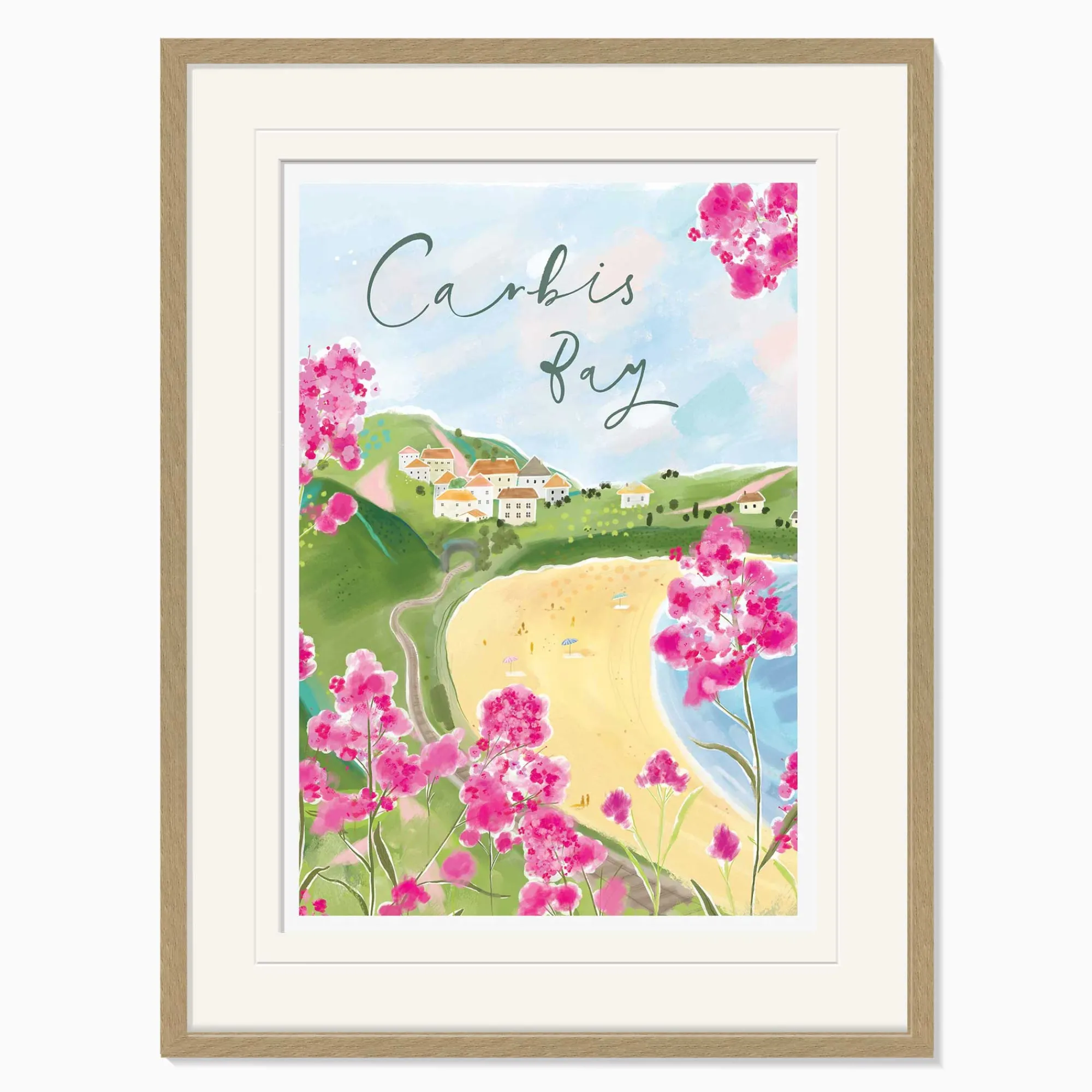 Cornwall|Travel*Whistlefish Carbis Bay Large Framed Print