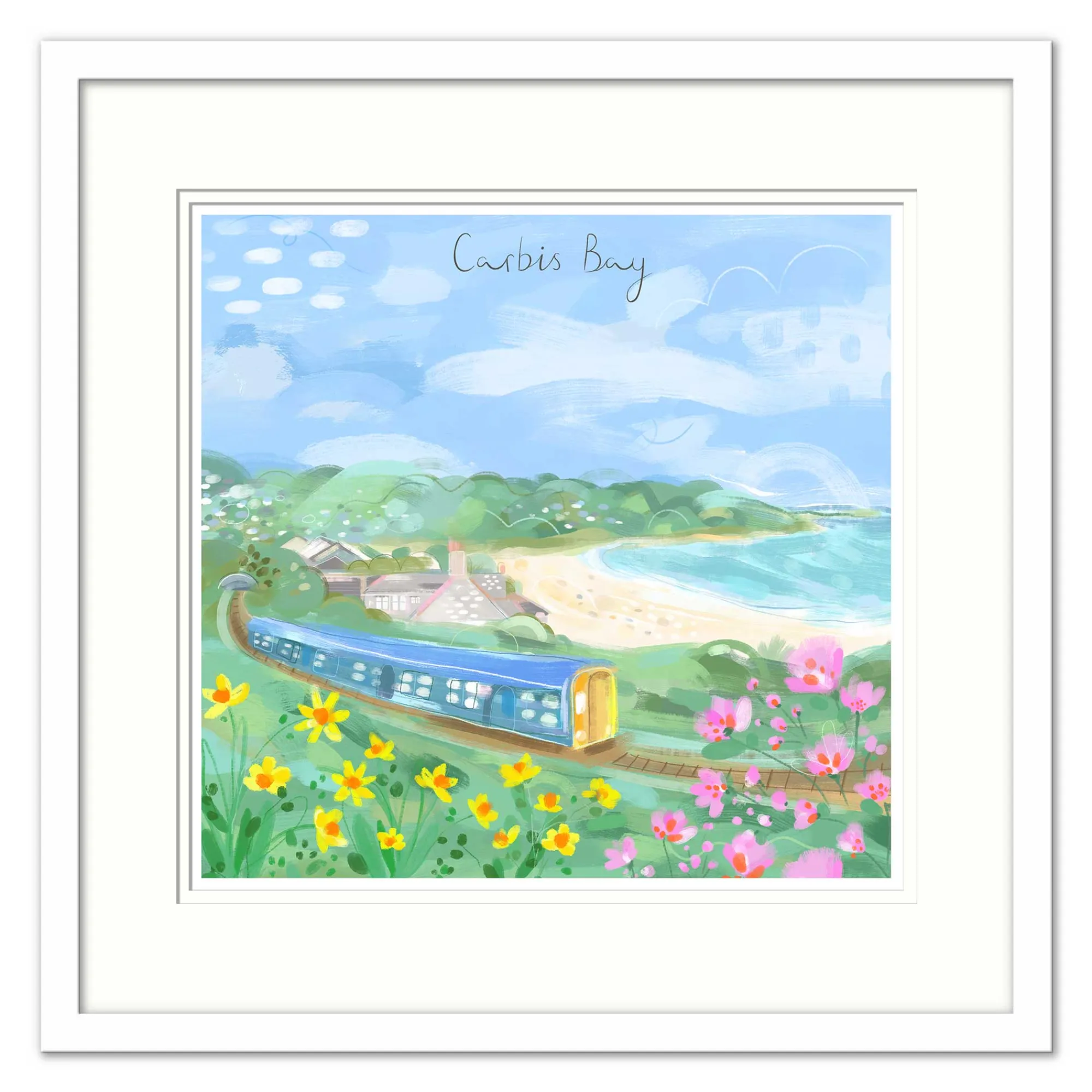 St Ives|Coastal Scenes*Whistlefish Carbis Bay Med Framed Print