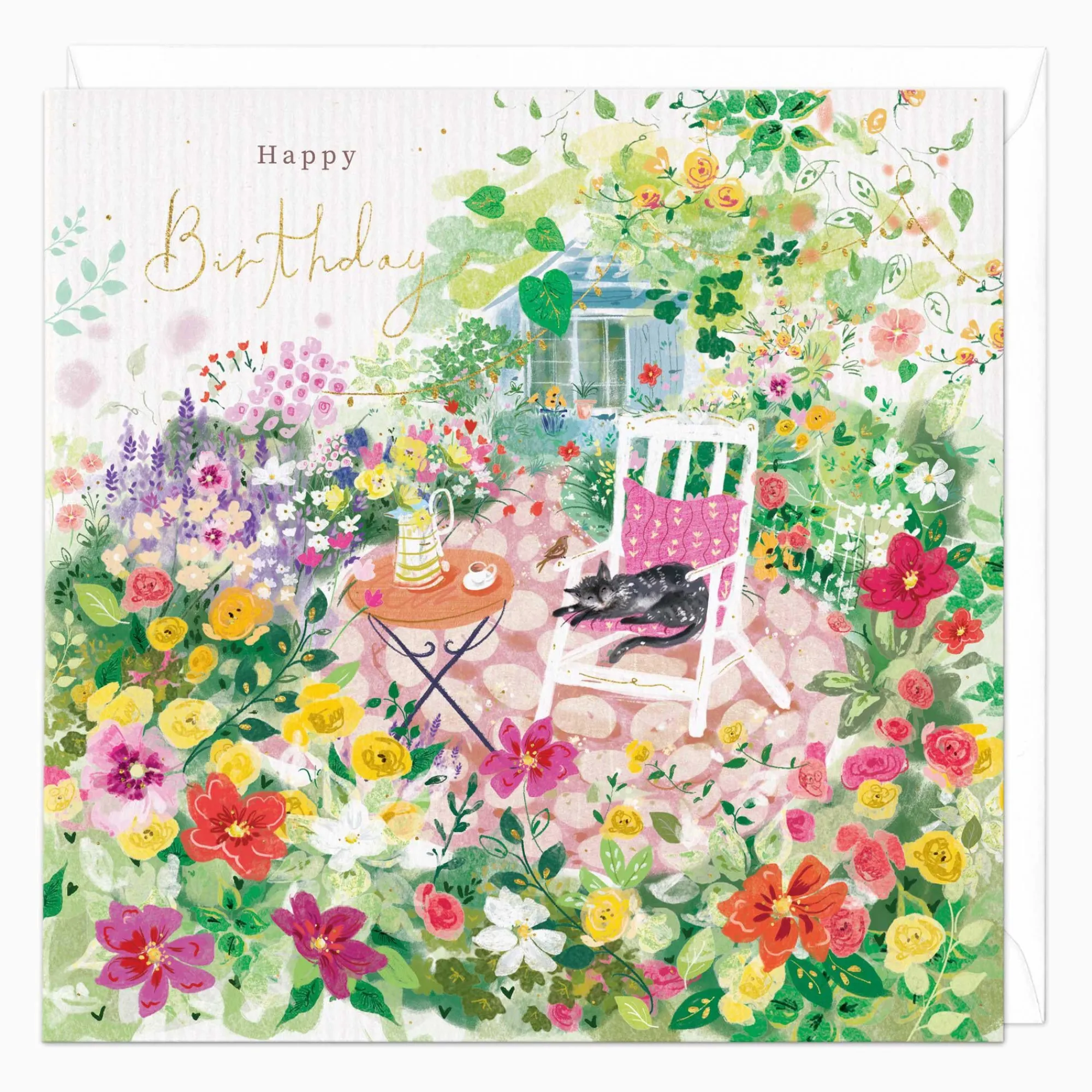 Birthday|For Her*Whistlefish Catnaps In The Garden Birthday Card