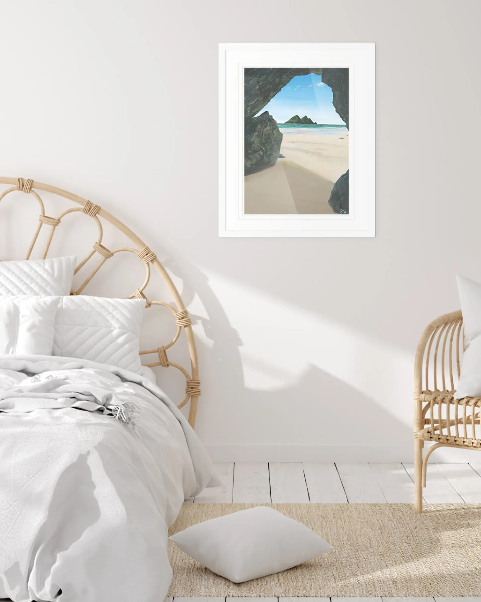 Cornwall|Coastal Scenes*Whistlefish Cave At Holywell Bay Framed Print