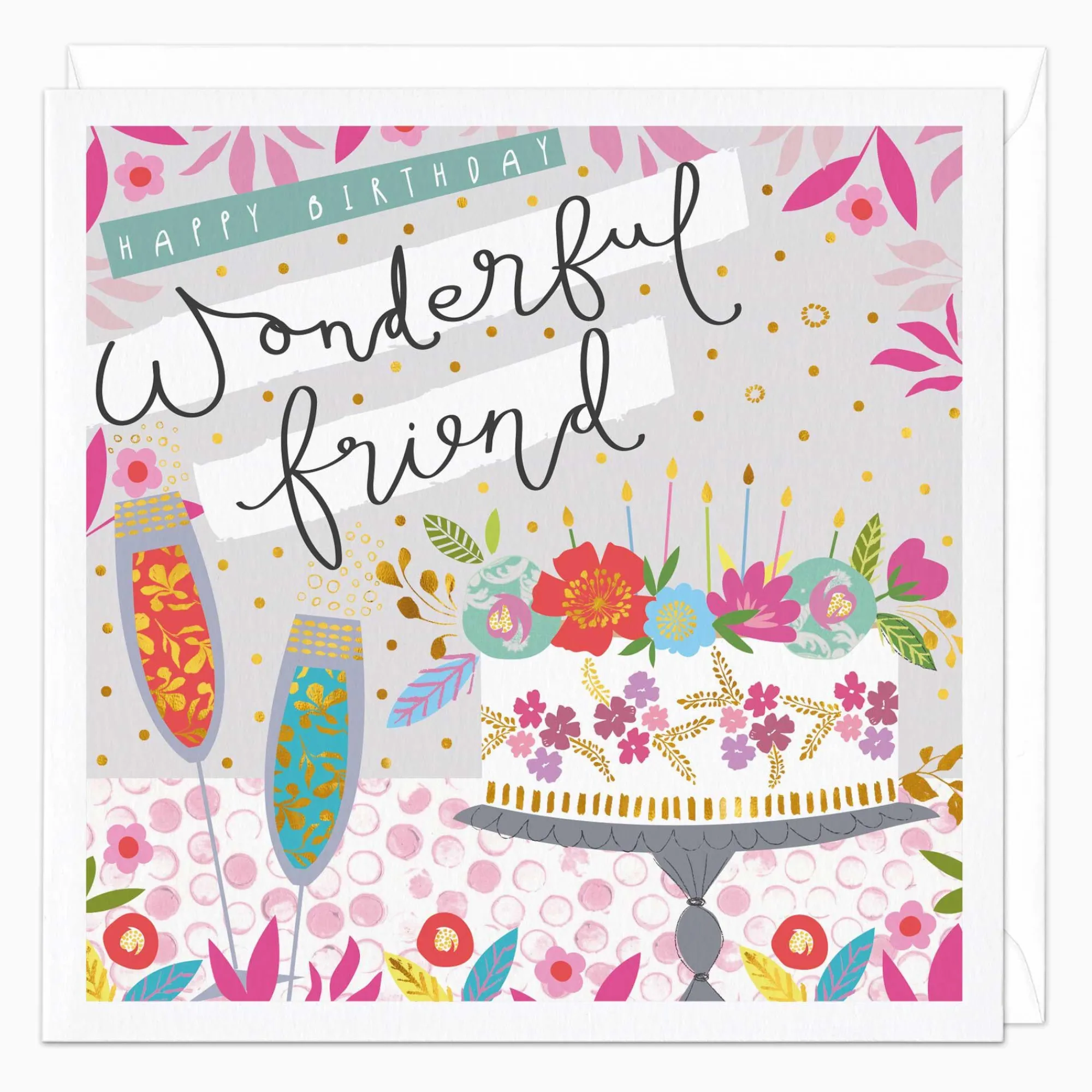 Birthday|For Relatives*Whistlefish Champers & Cake Friend Birthday Card