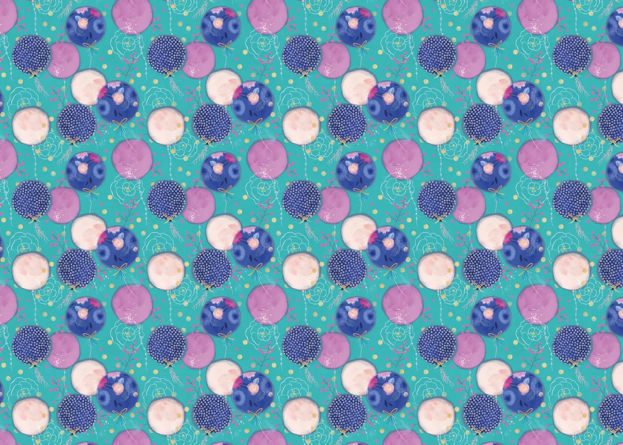 Gift Wrap|Birthday*Whistlefish Cheri Balloons Wrapping Paper