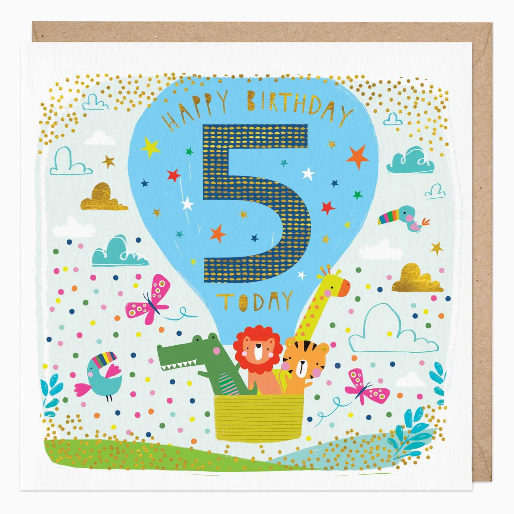 Birthday|By Age*Whistlefish Children's Fifth Birthday Animals Card