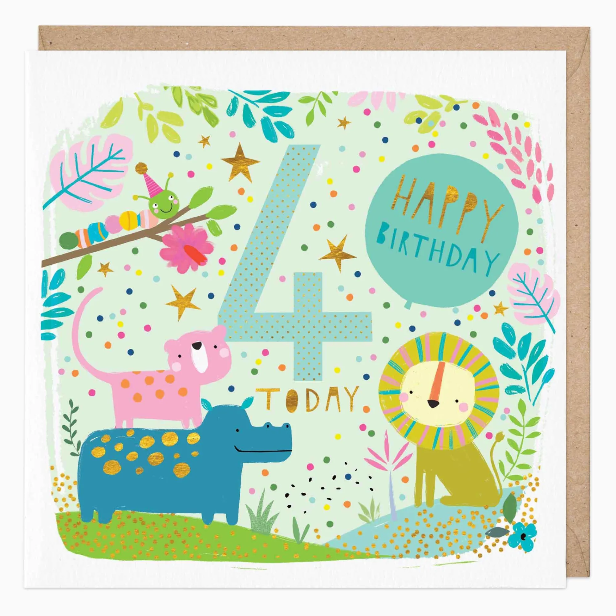 Birthday|By Age*Whistlefish Children's Fourth Birthday Animals Card