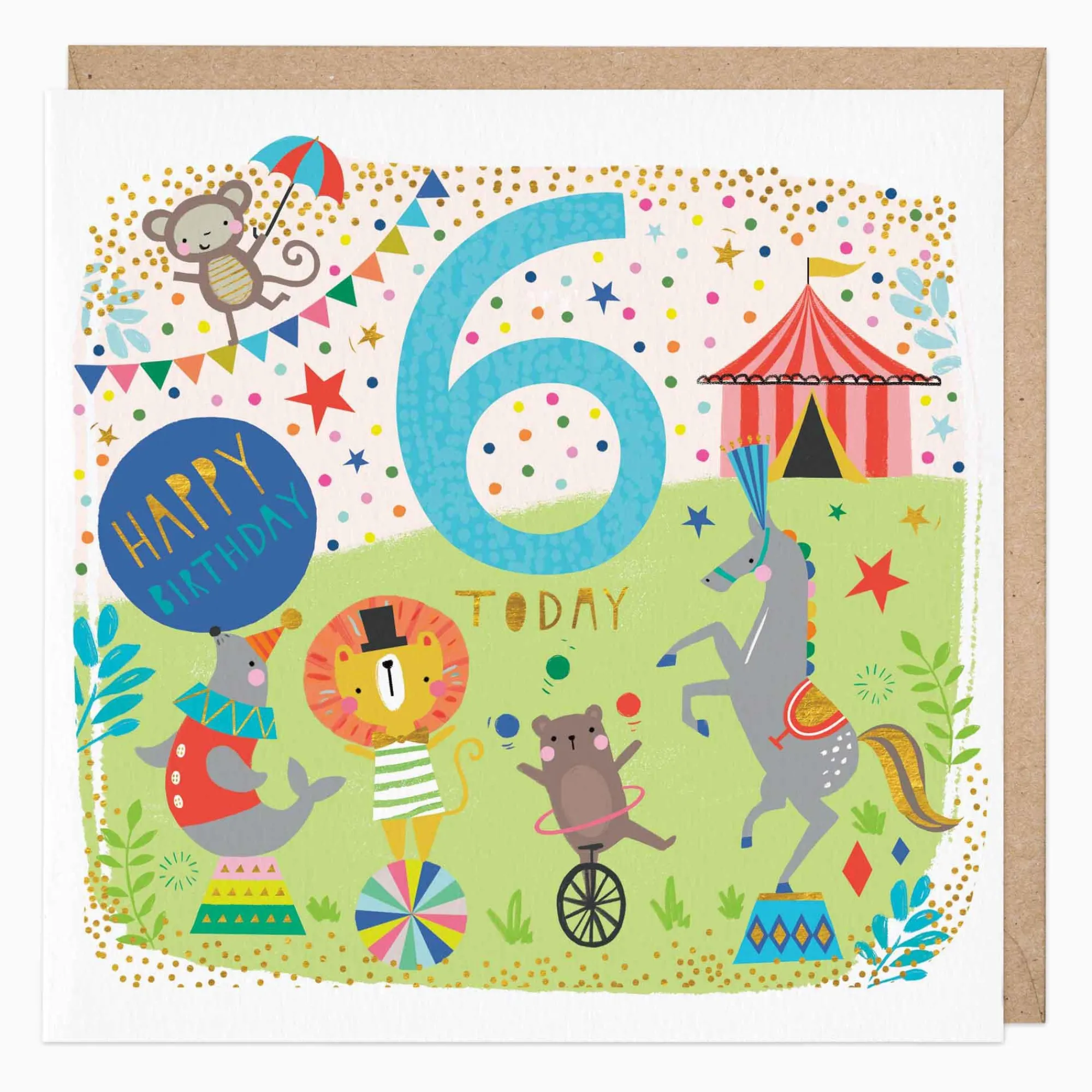 Birthday|By Age*Whistlefish Children's Sixth Birthday Animals Card