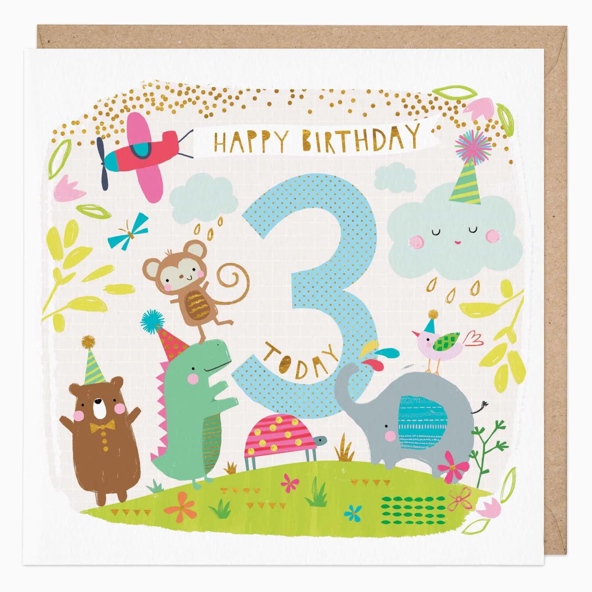 Birthday|By Age*Whistlefish Children's Third Birthday Animals Card