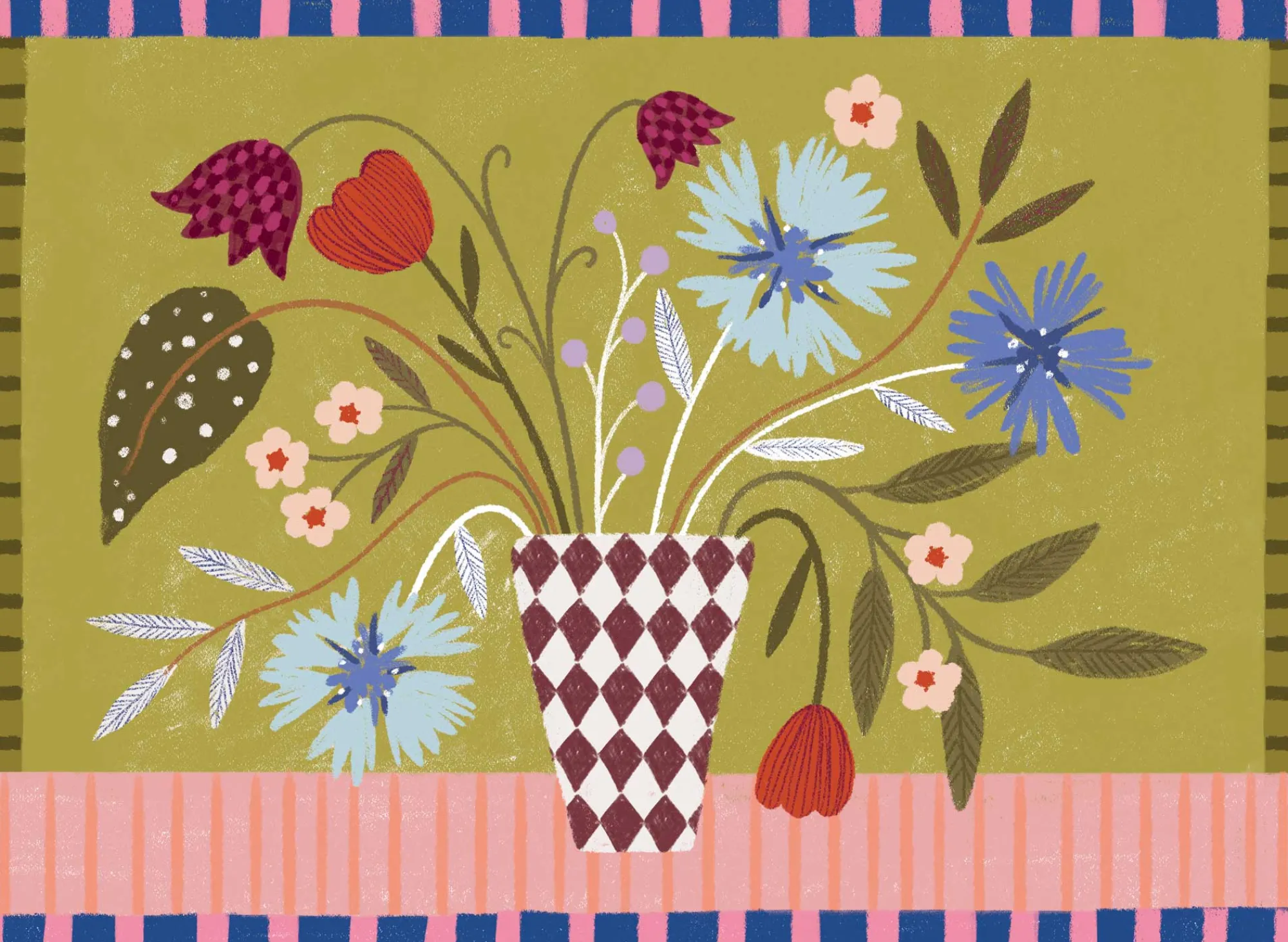 Floral & Flowers|Featured Artwork*Whistlefish Cornflower Blooms Framed Print