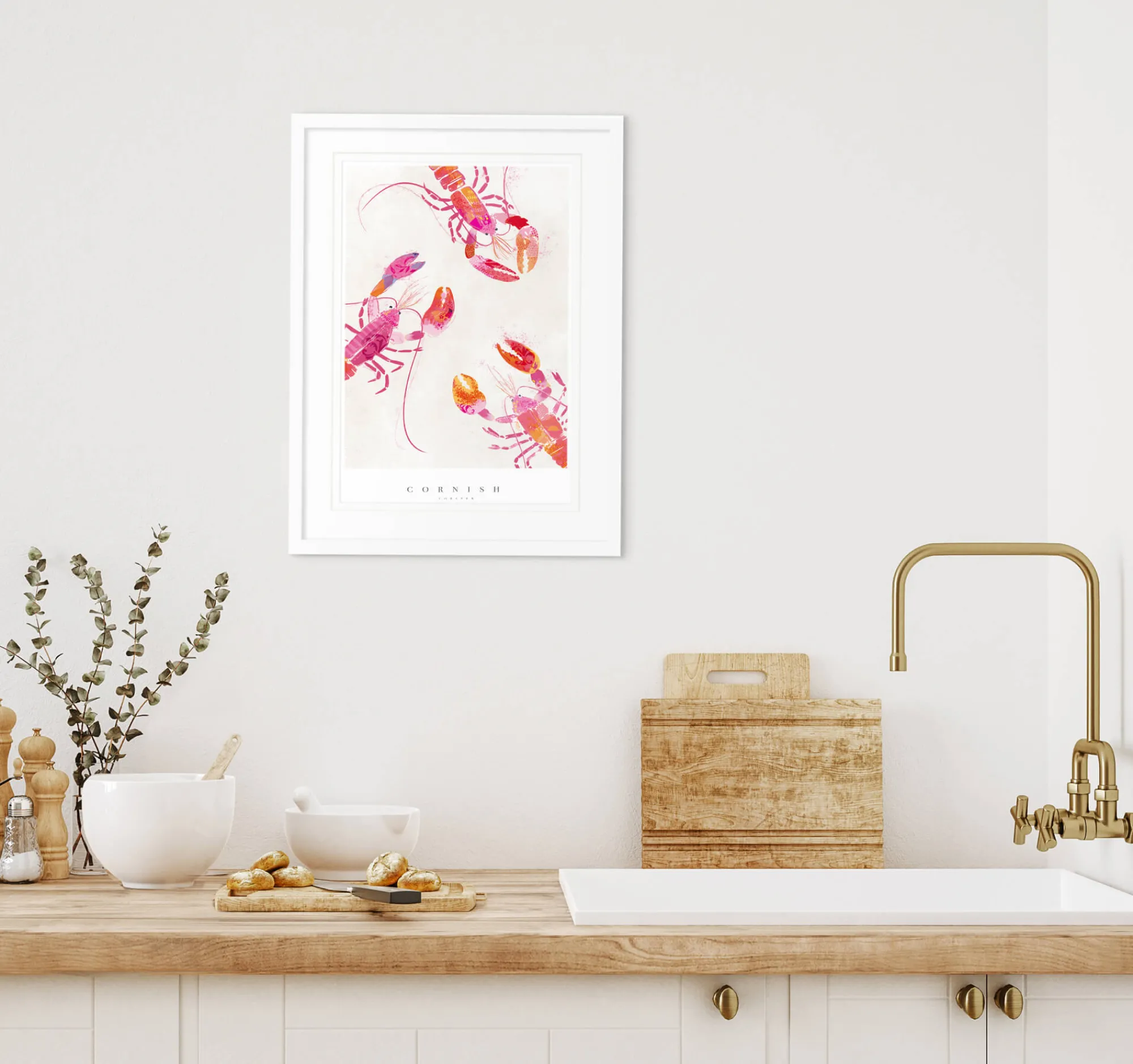 Sea Creatures|Unframed Prints*Whistlefish Cornish Lobsters Medium Art Print