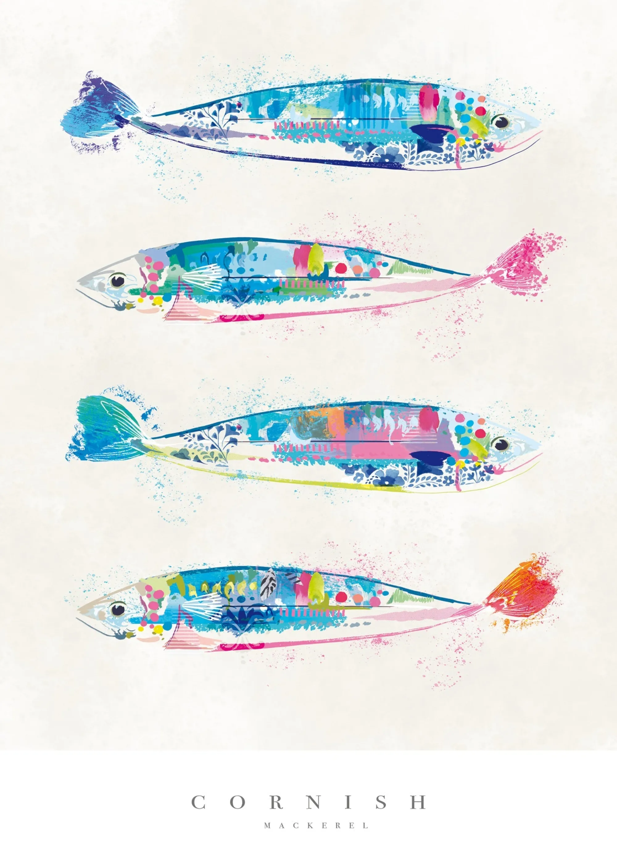 Sea Creatures|Unframed Prints*Whistlefish Cornish Mackerel Large Art Print