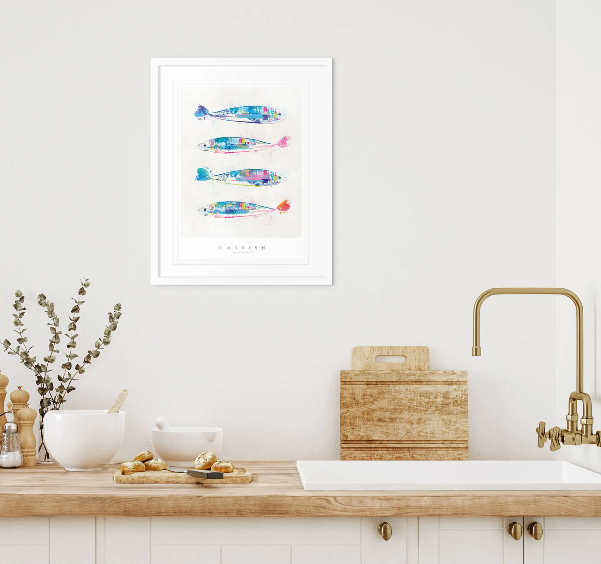 Sea Creatures|Unframed Prints*Whistlefish Cornish Mackerel Large Art Print