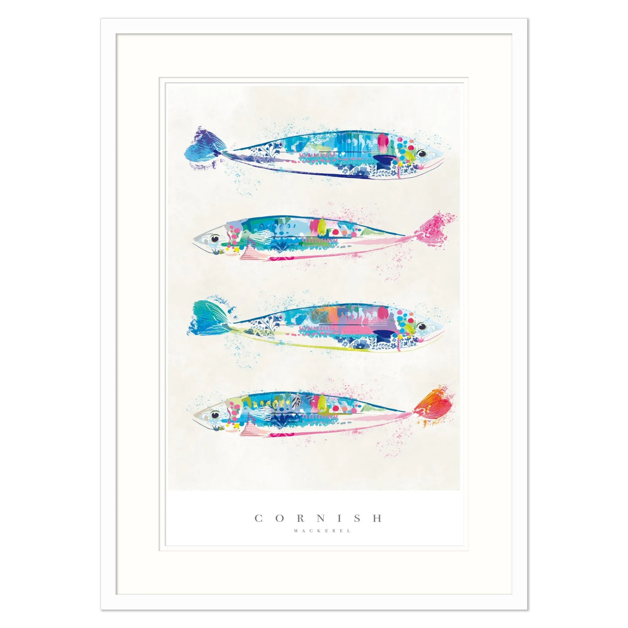 Sea Creatures|Animal*Whistlefish Cornish Mackerel Medium Framed Print