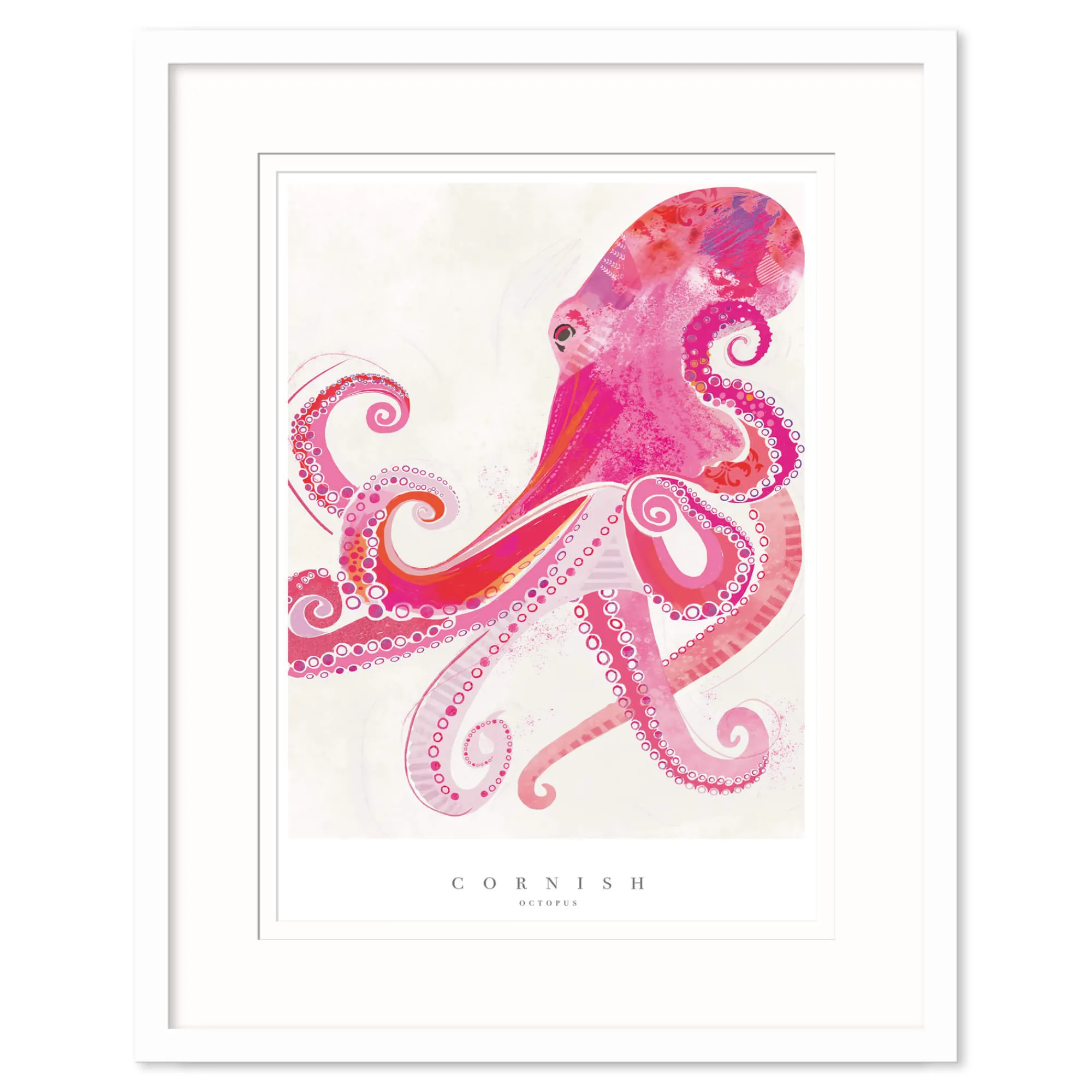 Sea Creatures|Coastal Scenes*Whistlefish Cornish Octopus Medium Framed Print