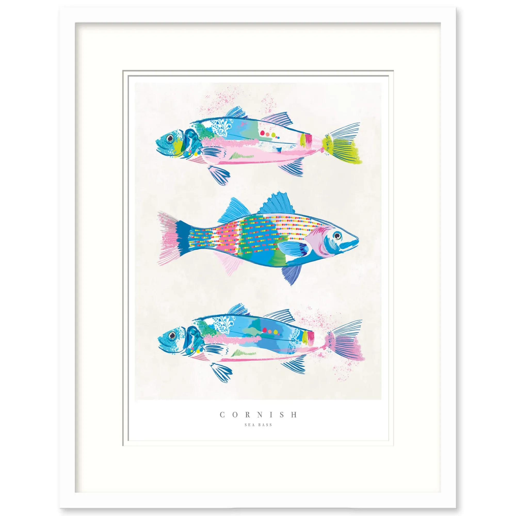 Sea Creatures|Coastal Scenes*Whistlefish Cornish Sea Bass Small Framed Print