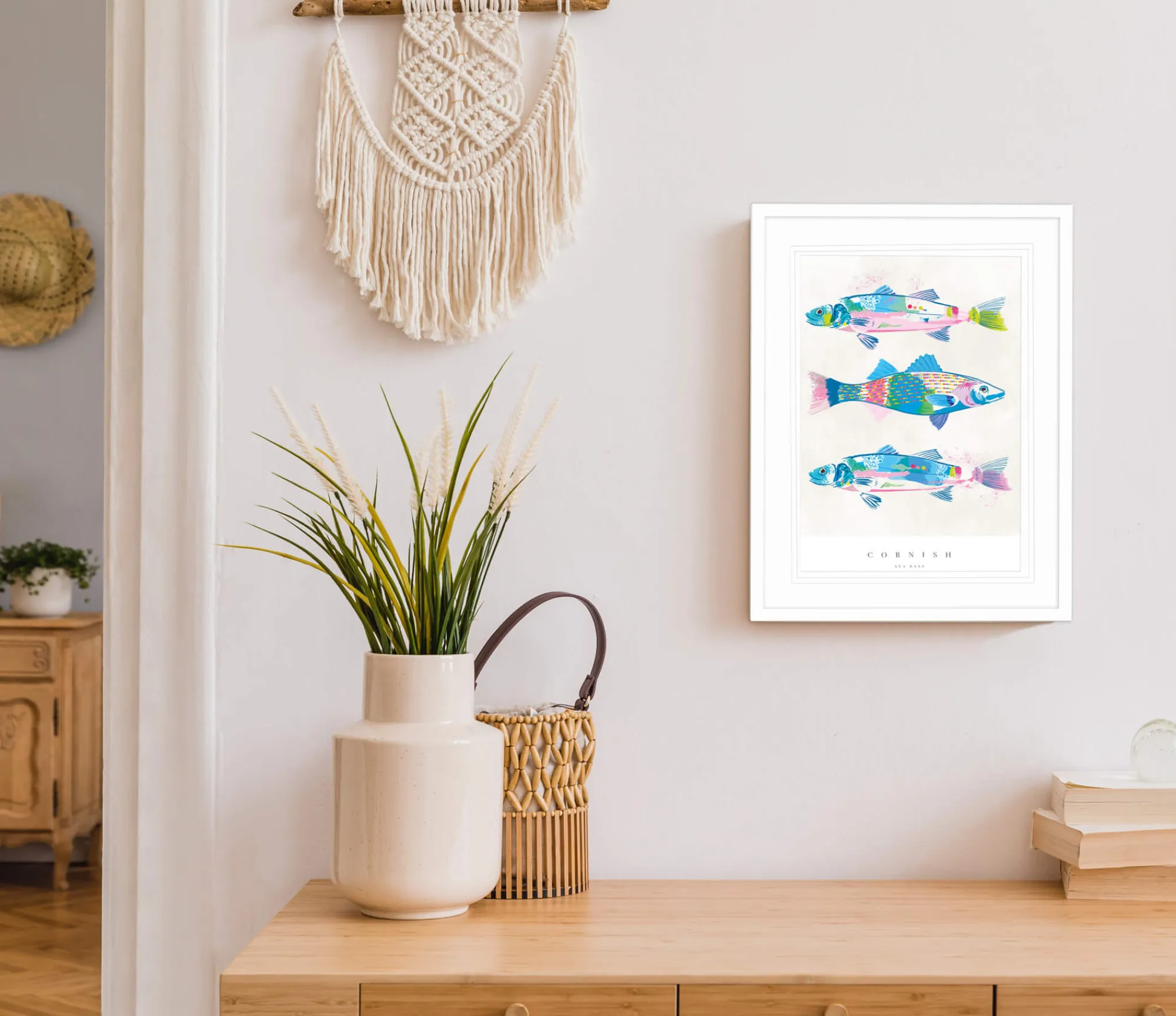 Sea Creatures|Coastal Scenes*Whistlefish Cornish Sea Bass Small Framed Print