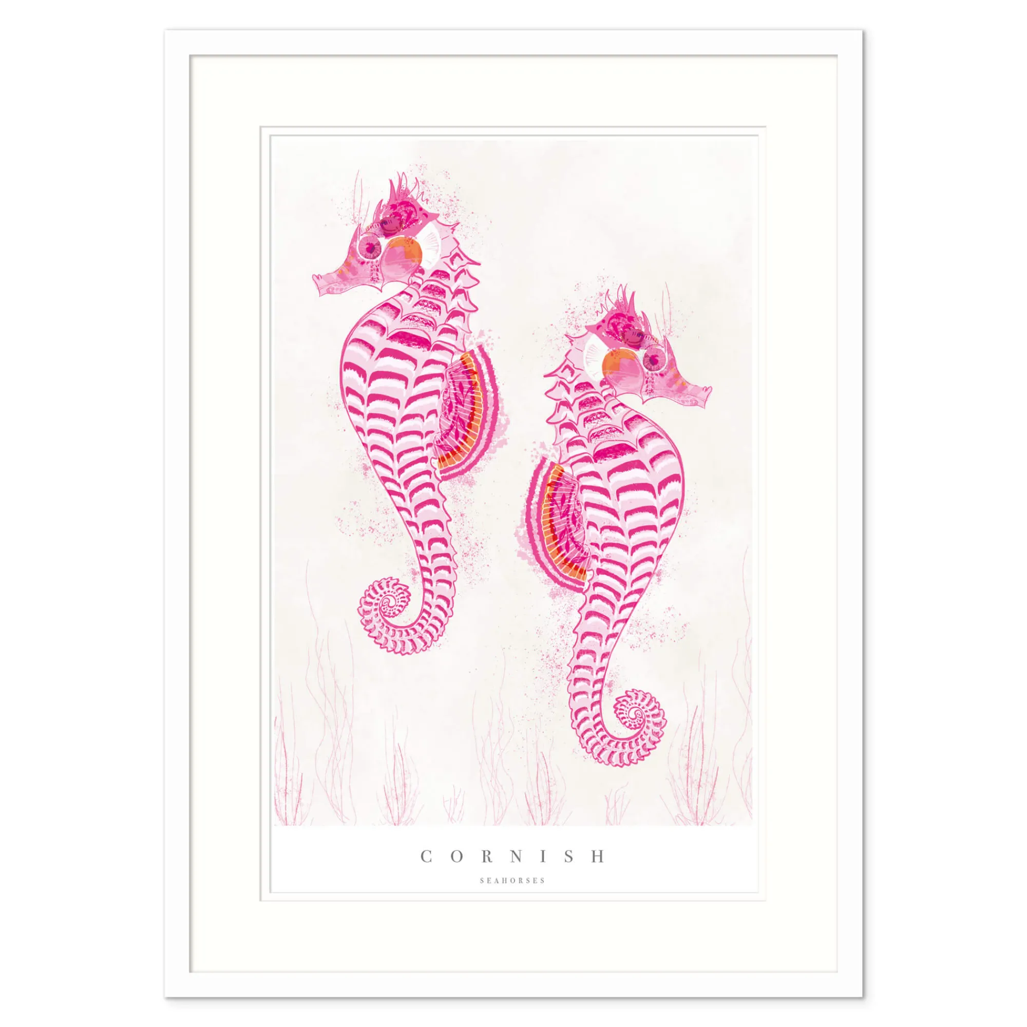 Sea Creatures|Coastal Scenes*Whistlefish Cornish Seahorses Large Framed Print