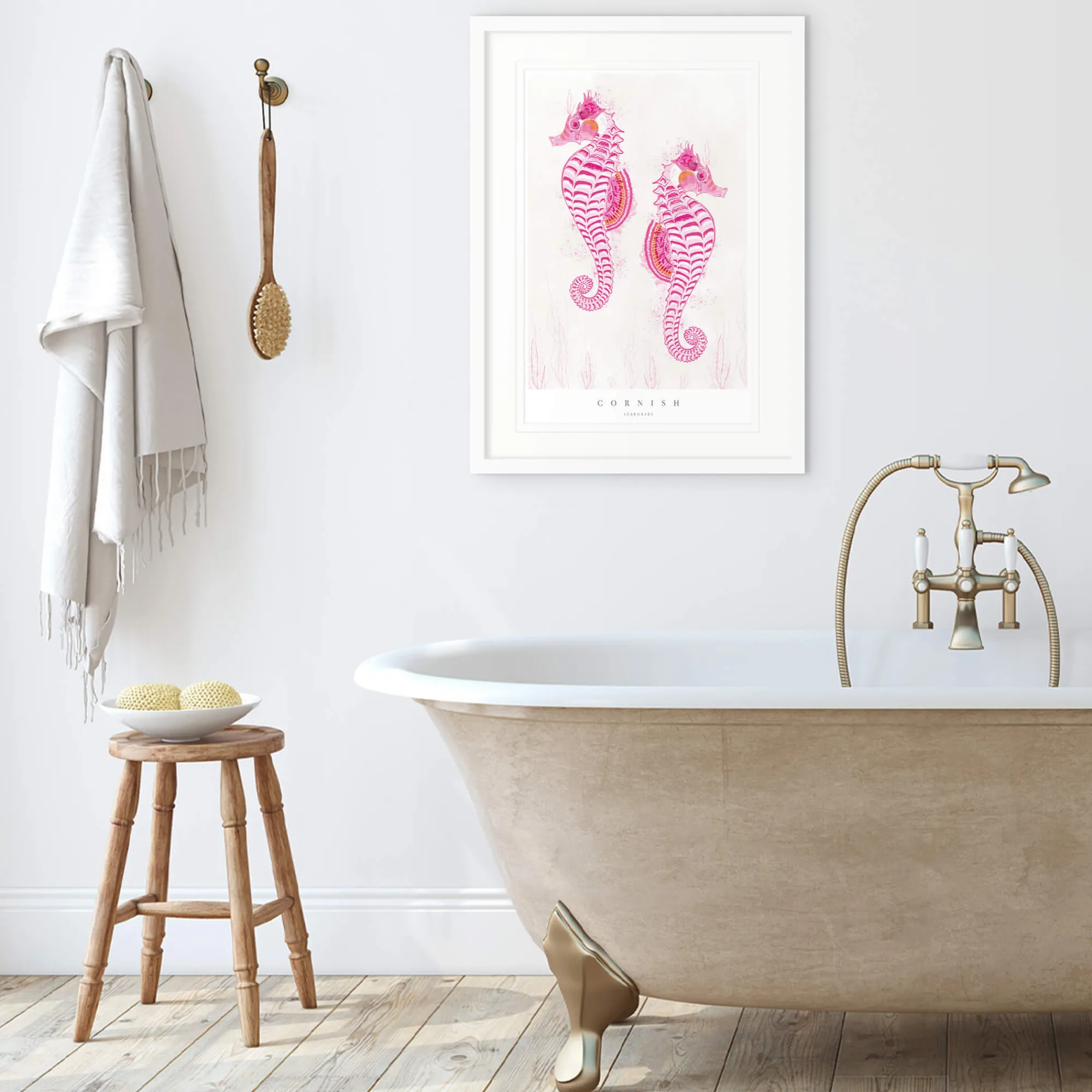 Sea Creatures|Coastal Scenes*Whistlefish Cornish Seahorses Large Framed Print