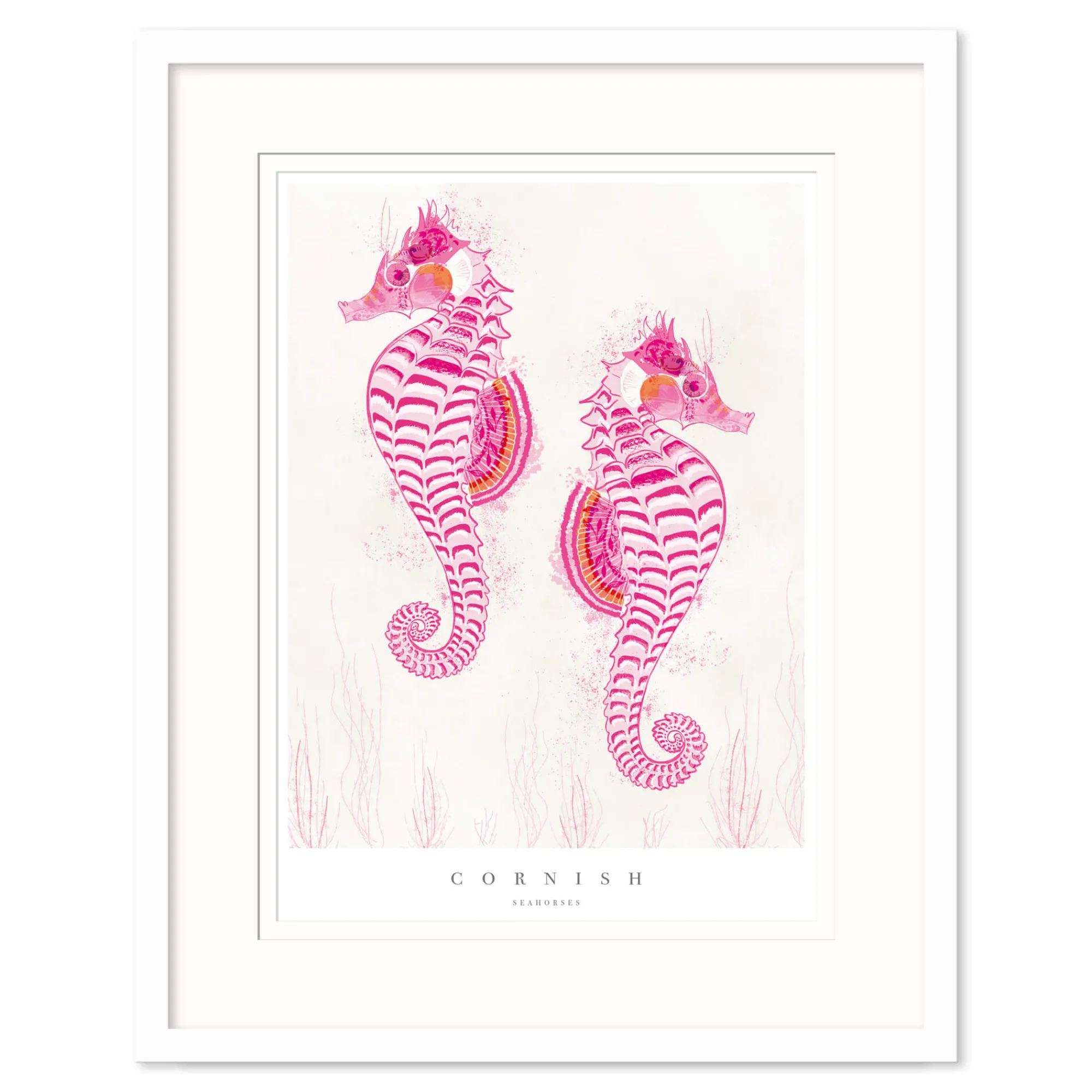 Sea Creatures|Coastal Scenes*Whistlefish Cornish Seahorses Medium Framed Print