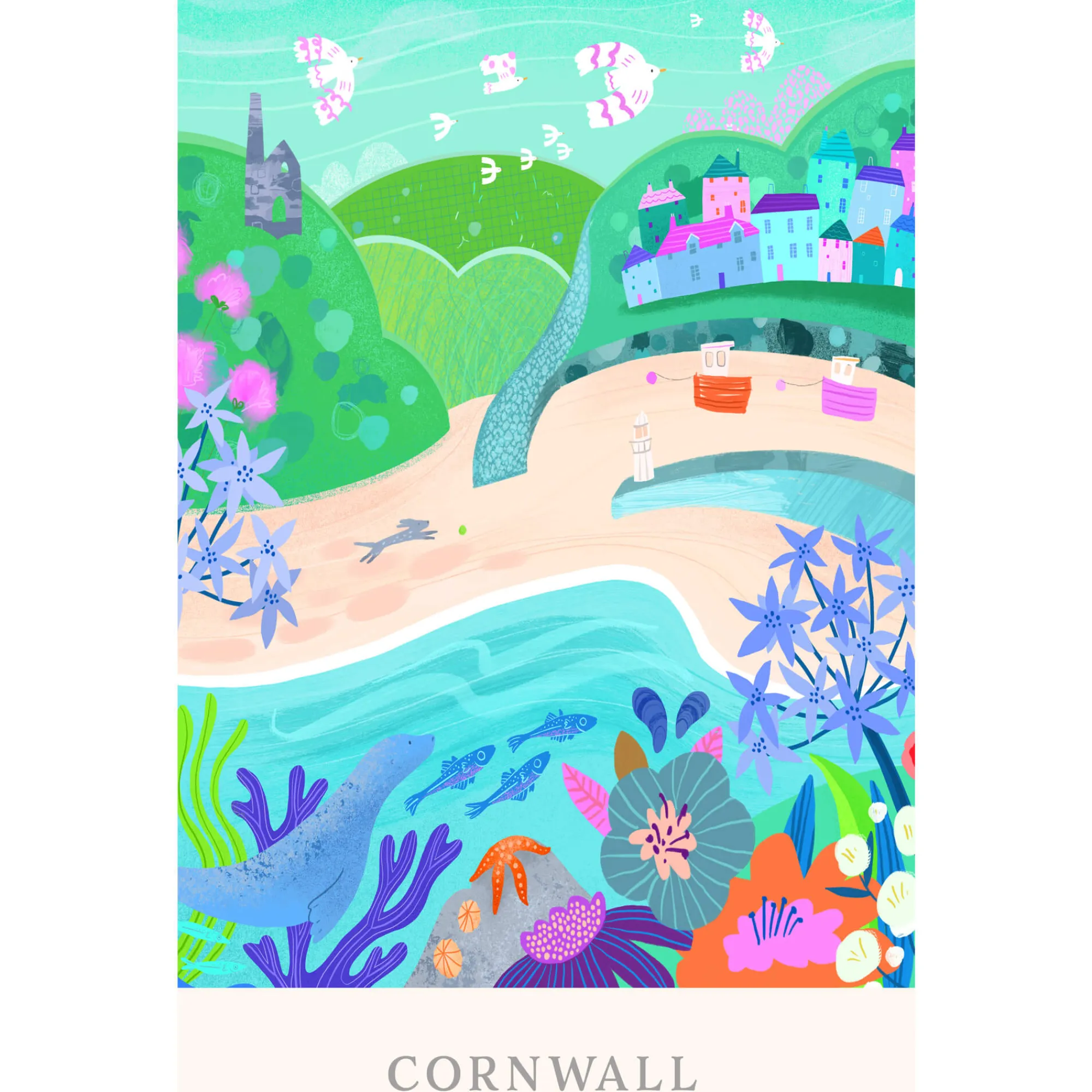Unframed Prints*Whistlefish Cornwall Brights Art Print