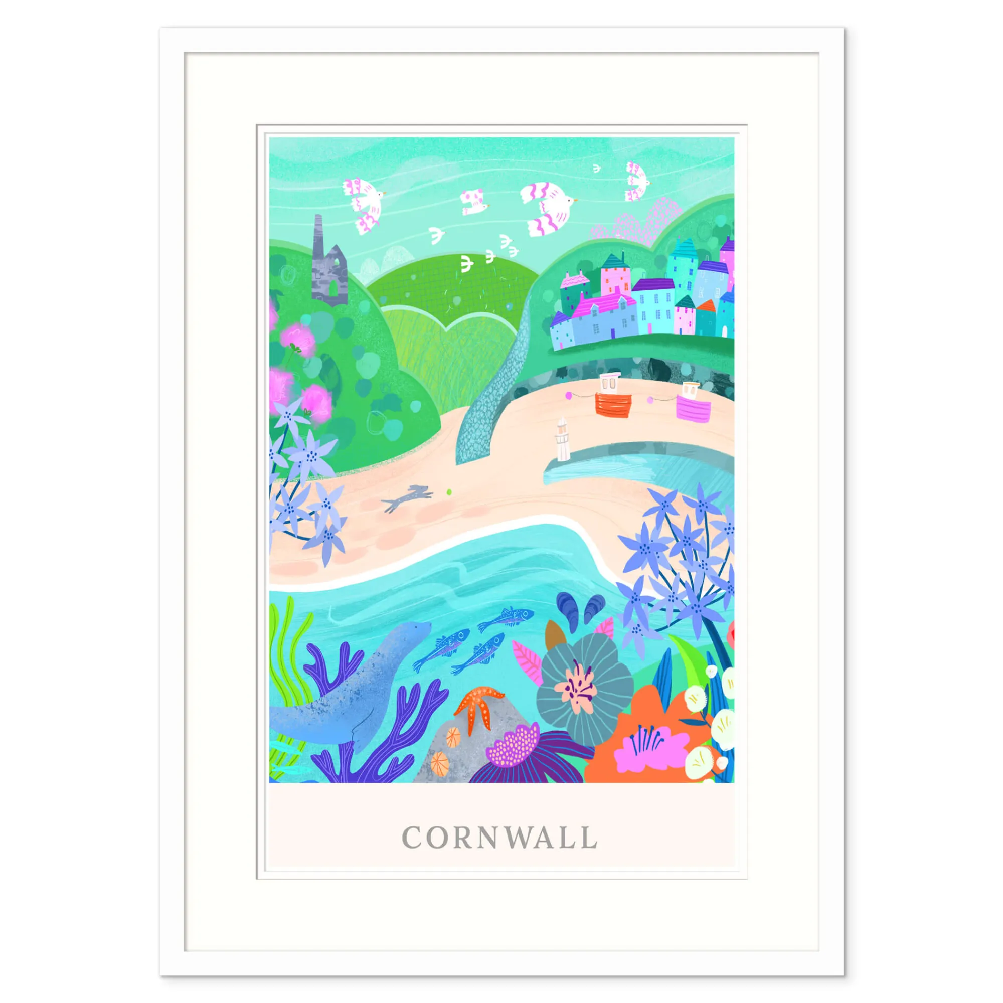 Cornwall|Coastal Scenes*Whistlefish Cornwall Brights Large Framed Print