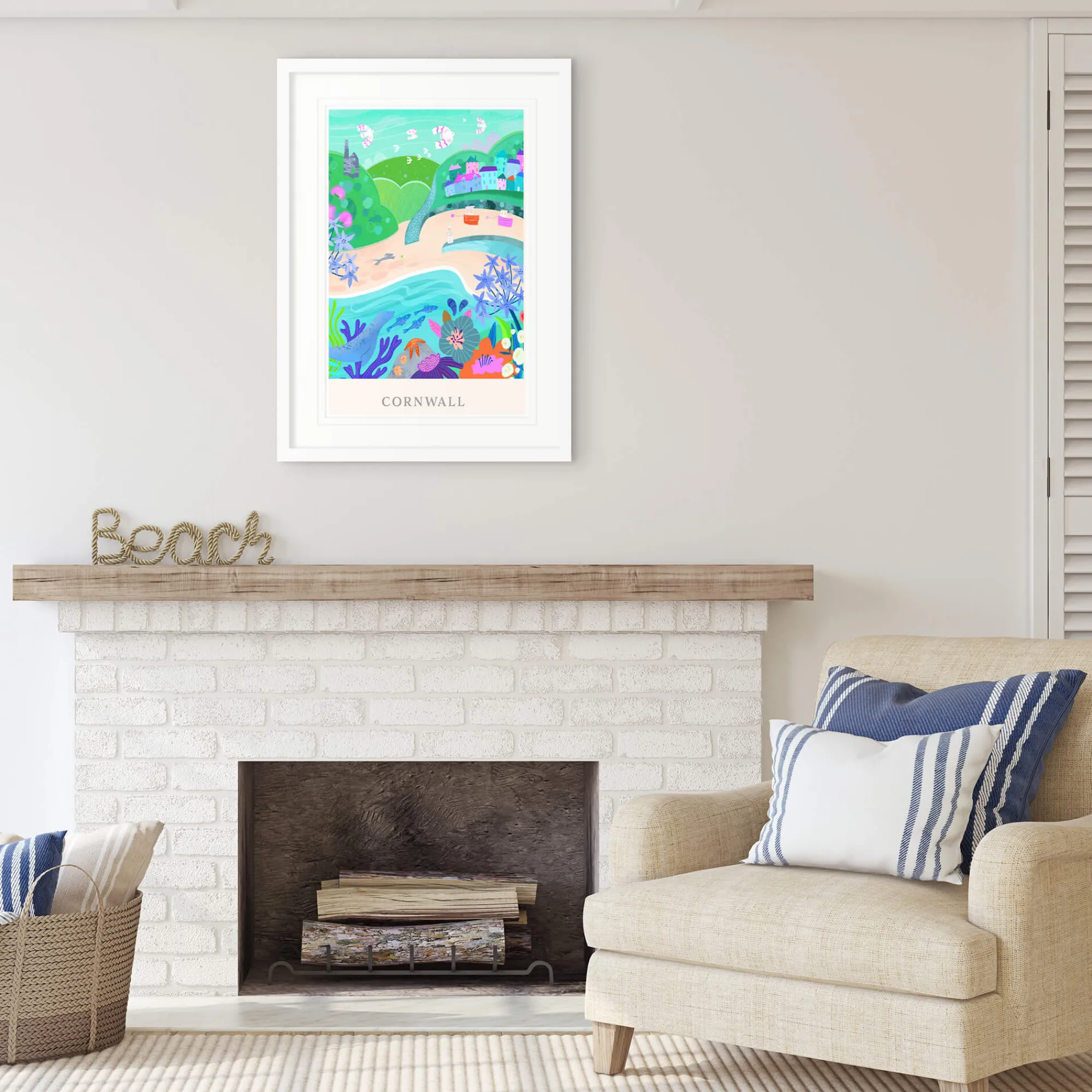 Cornwall|Coastal Scenes*Whistlefish Cornwall Brights Large Framed Print