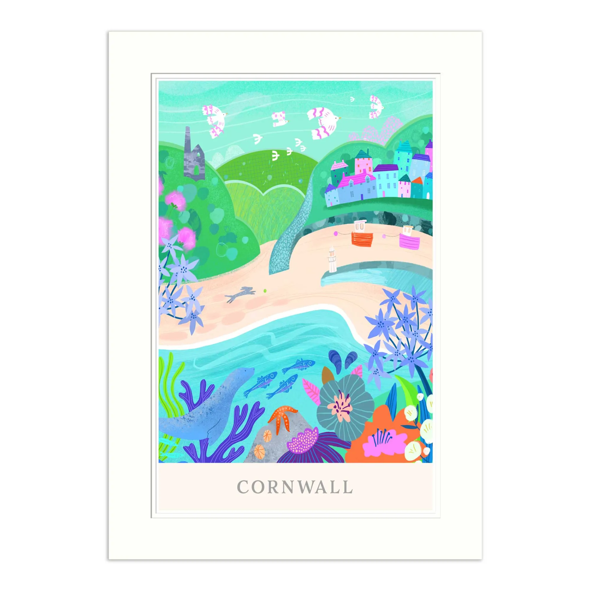 Cornwall|Mounted Prints*Whistlefish Cornwall Brights Mounted Print