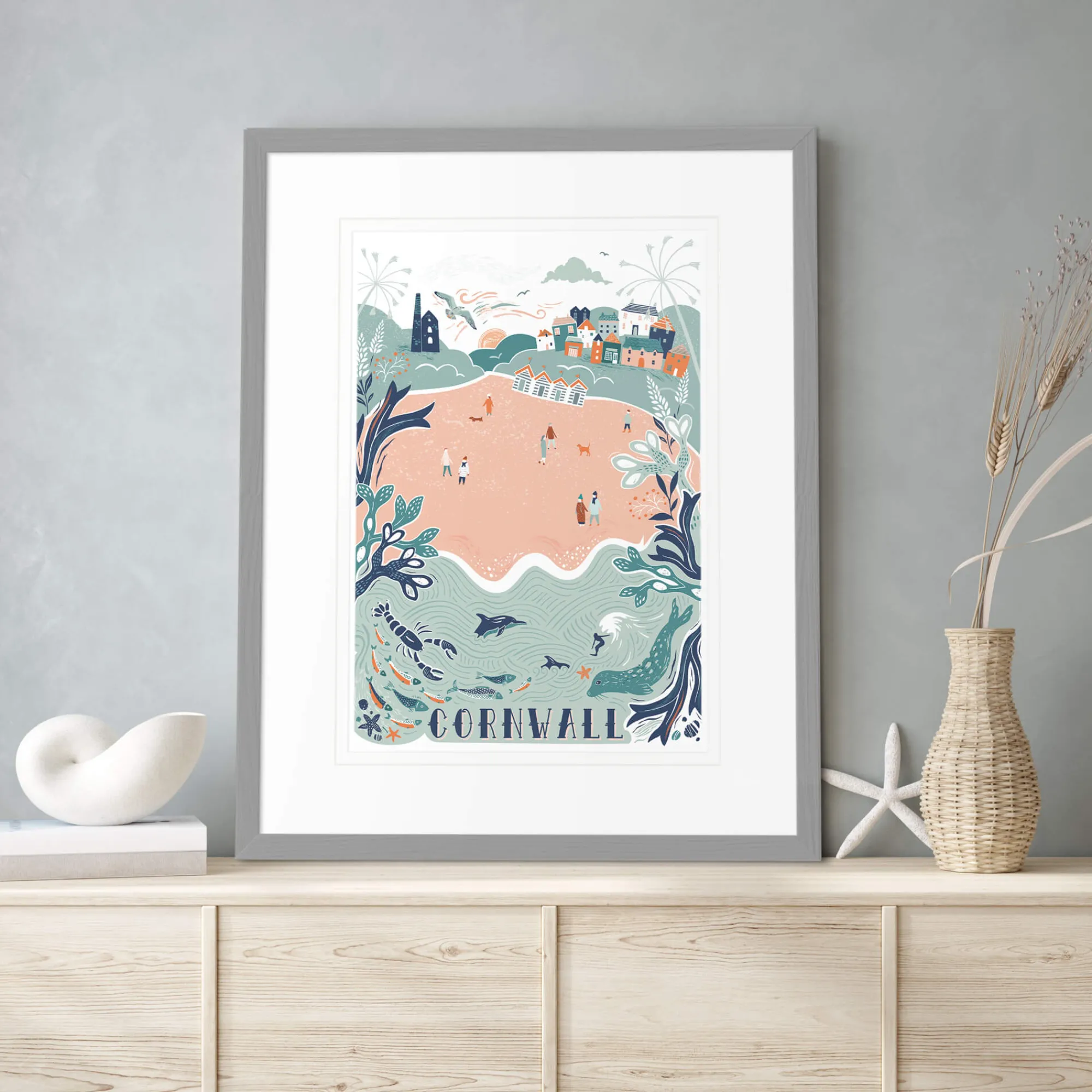 Unframed Prints*Whistlefish Cornwall Lino Art Print