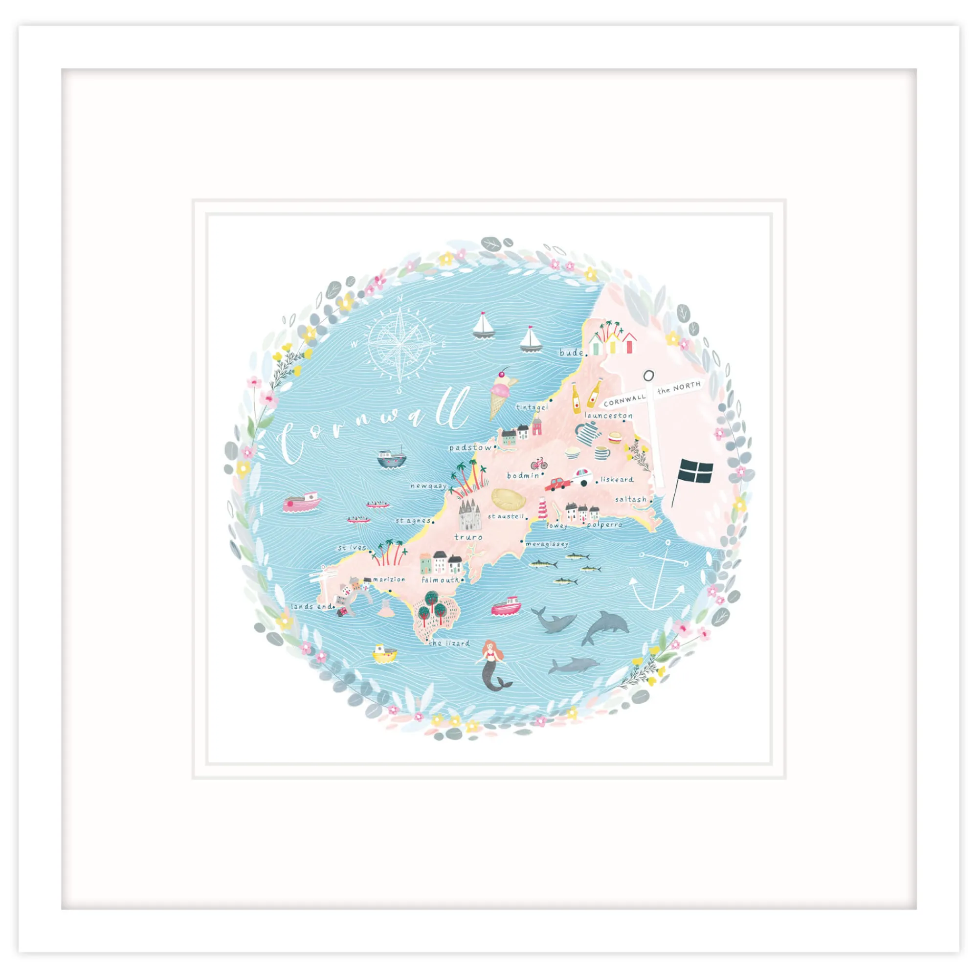 Cornwall|Framed Prints*Whistlefish Cornwall Map Framed Print