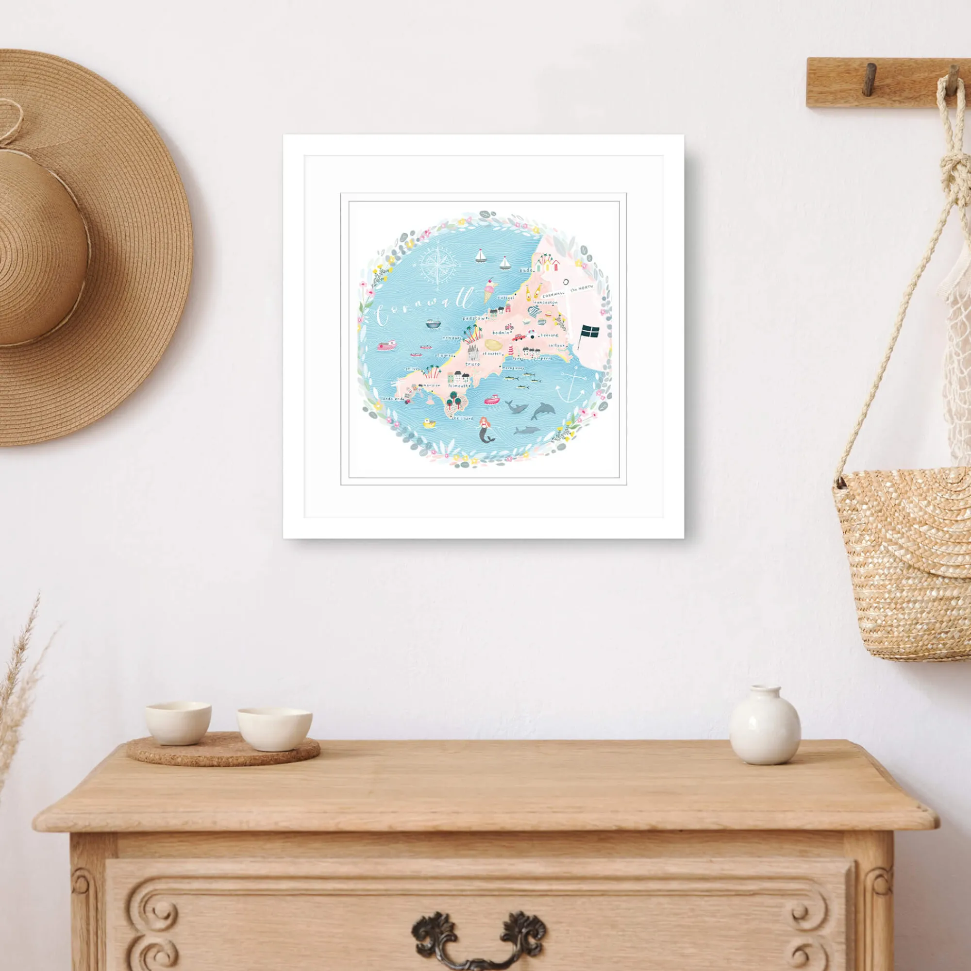 Cornwall|Framed Prints*Whistlefish Cornwall Map Framed Print