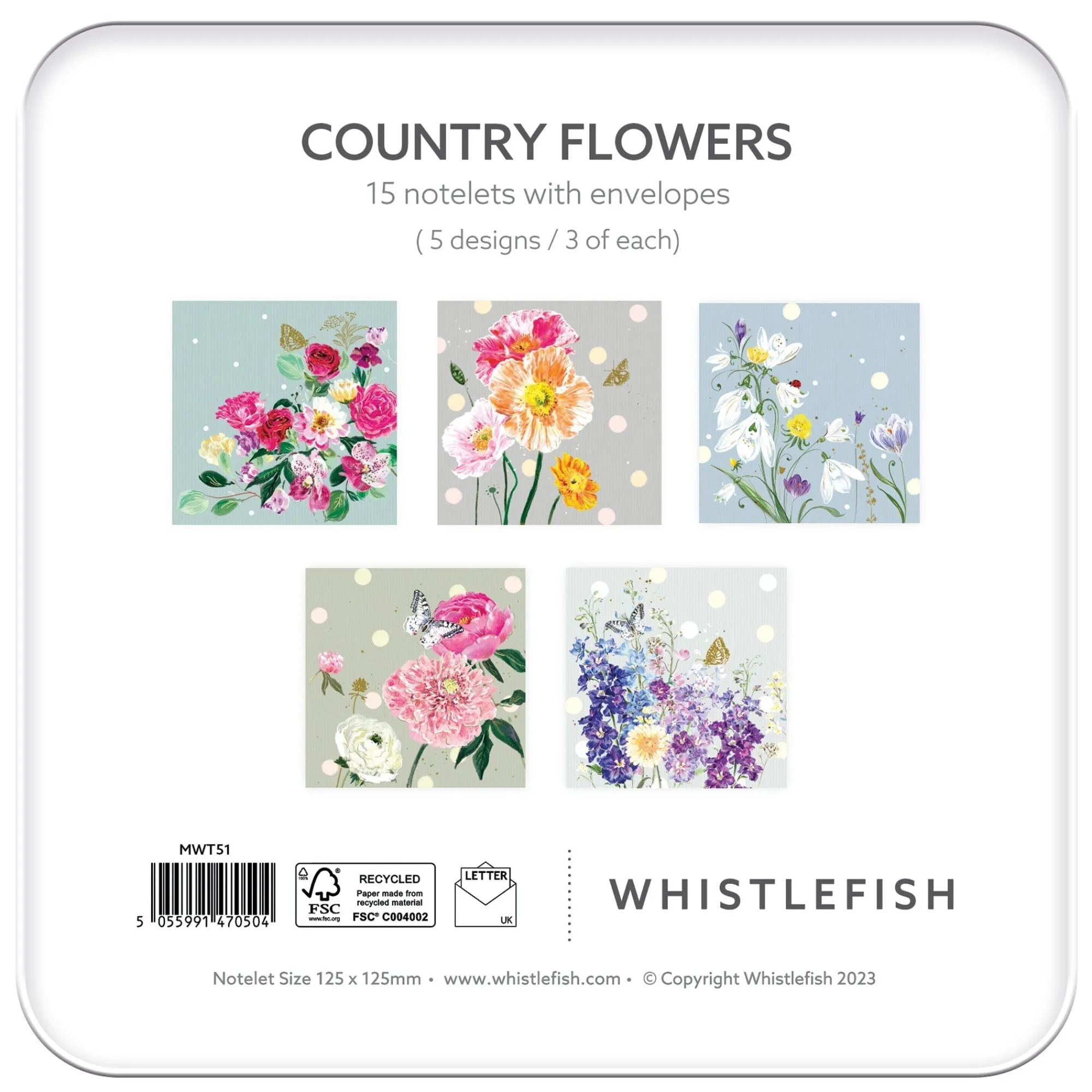 Under £20|Under £10*Whistlefish Country Flowers Notelet Tin