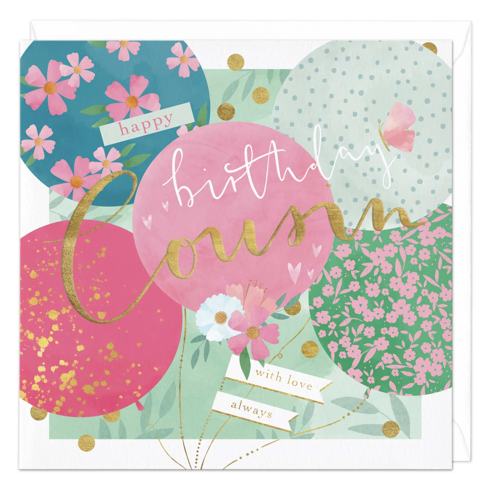 Birthday|For Relatives*Whistlefish Cousin Balloons Birthday Card