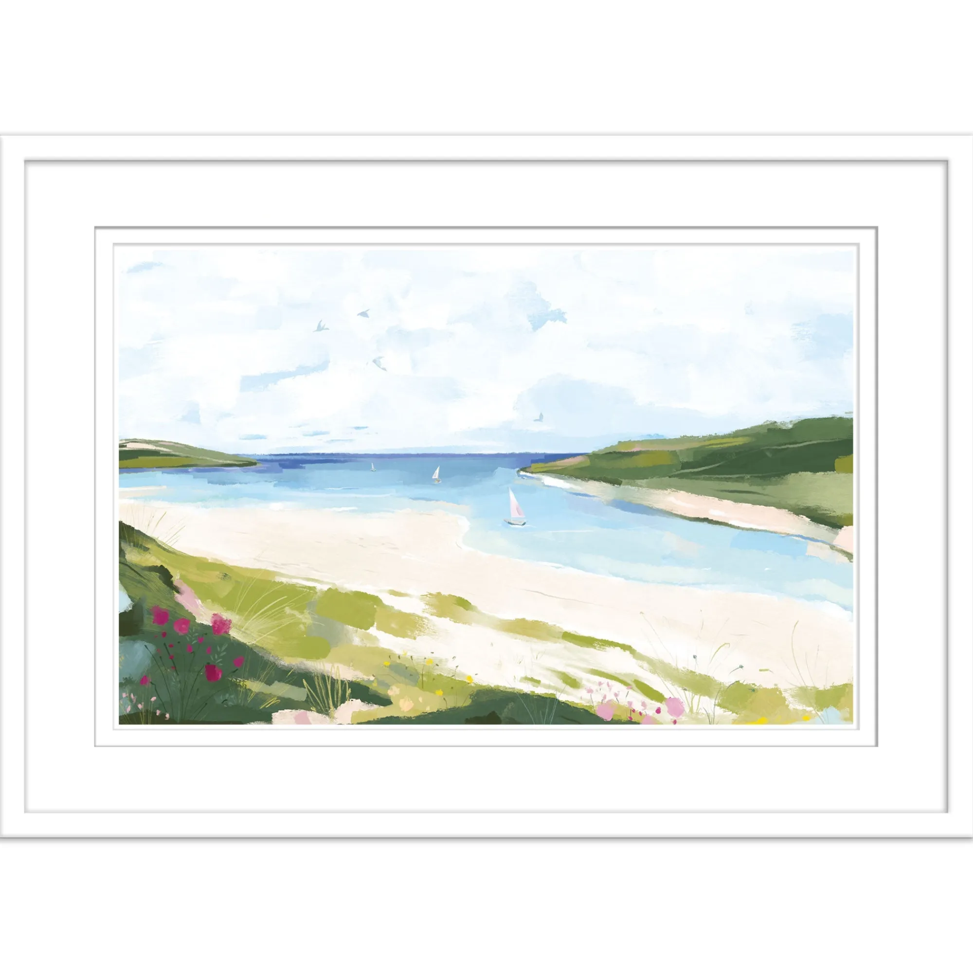 Newquay|Cornwall*Whistlefish Crantock Newquay Large Framed Print