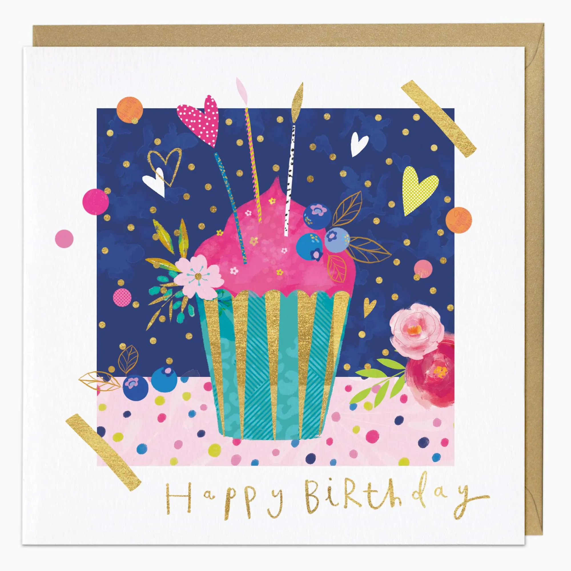 Birthday|For Children*Whistlefish Cupcake & Hearts Birthday Card