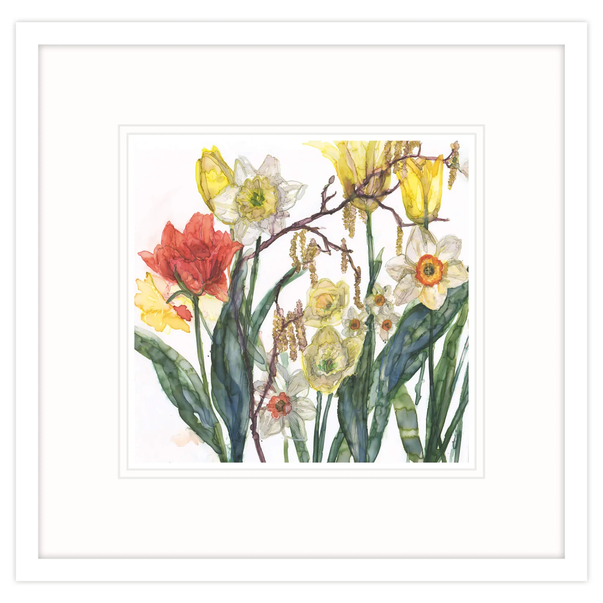 Floral & Flowers|Framed Prints*Whistlefish Daffodils And Catkins Framed Print