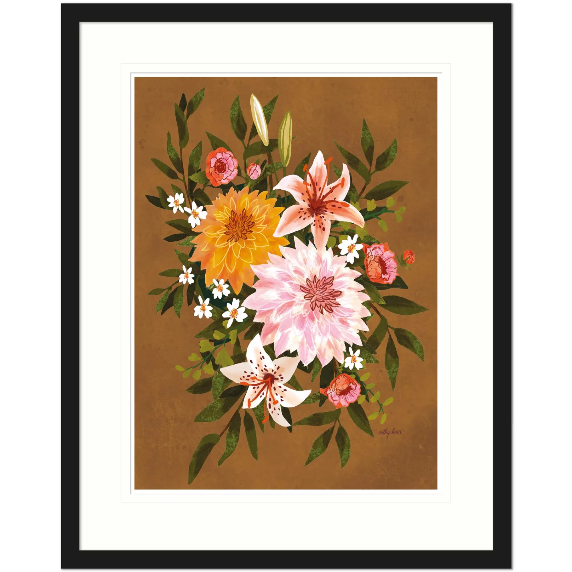 Floral & Flowers|Framed Prints*Whistlefish Dahlia's Bouquet Medium Framed Print