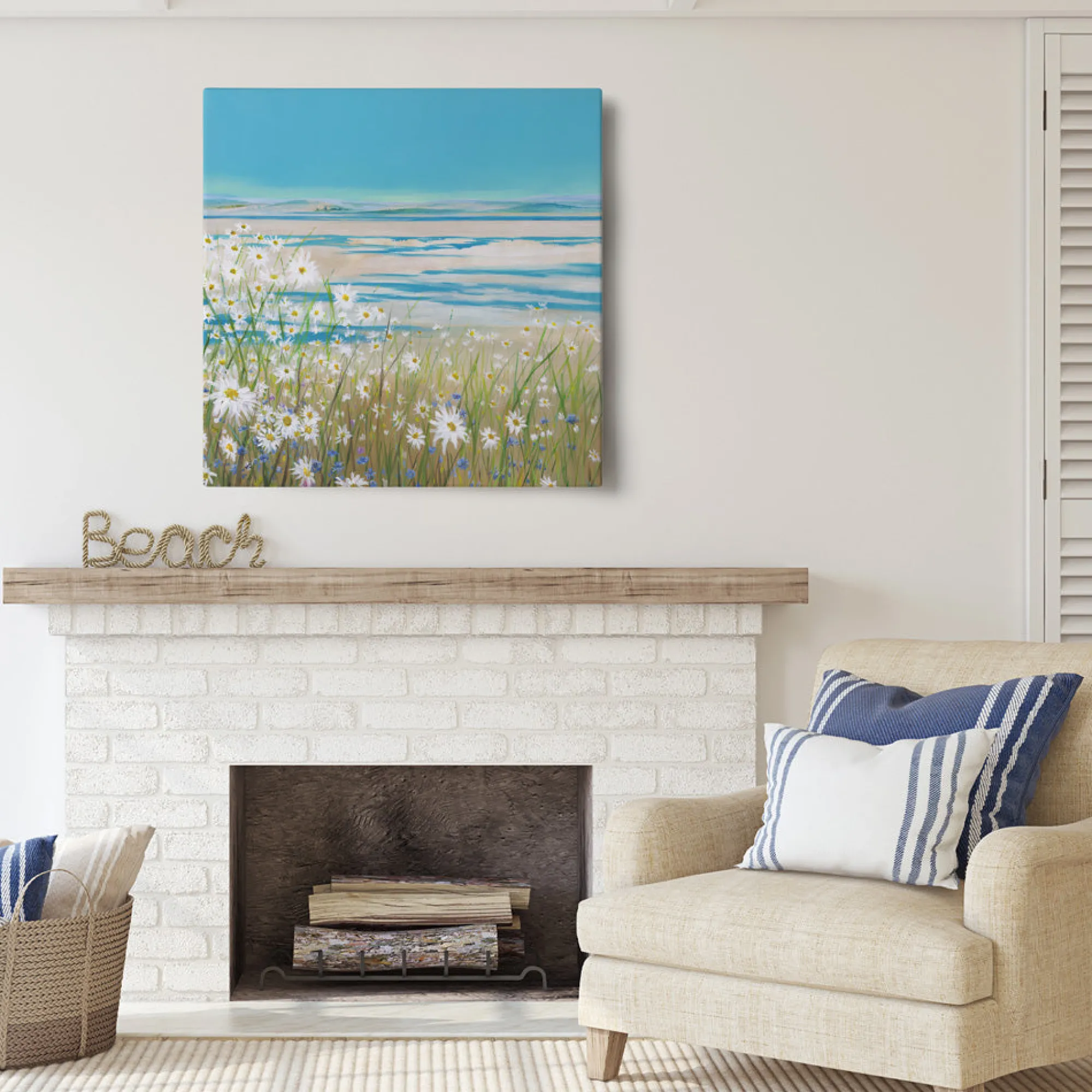 Floral & Flowers|Coastal Scenes*Whistlefish Daisy Bank Large Canvas