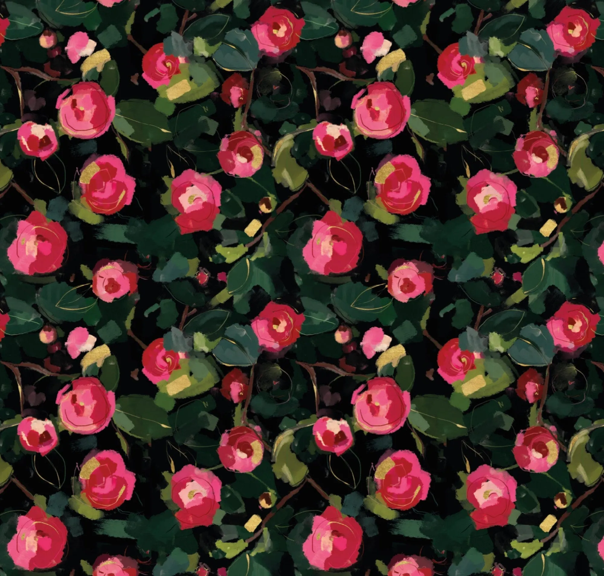 Gift Wrap|Floral*Whistlefish Dark Winter Camellia Wrapping Paper