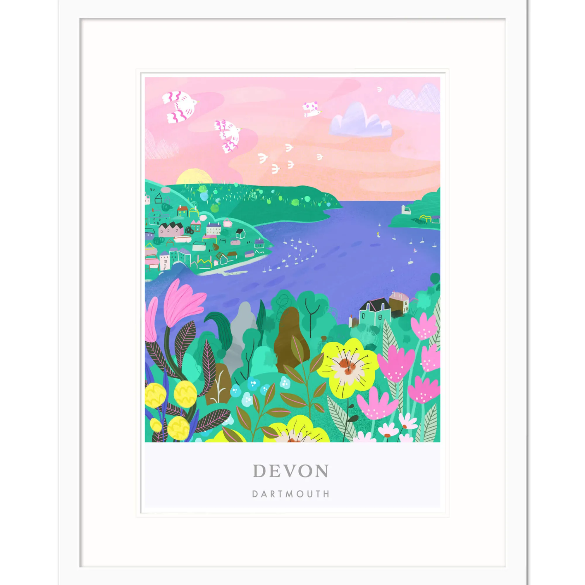 Dartmouth|Devon*Whistlefish Dartmouth Brights Small Framed Print