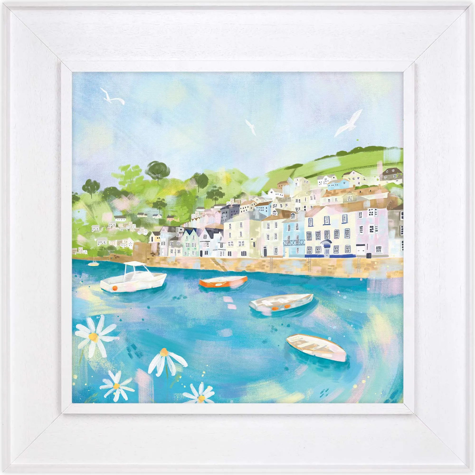 Dartmouth|Cornwall*Whistlefish Dartmouth Harbour Tray Framed Canvas