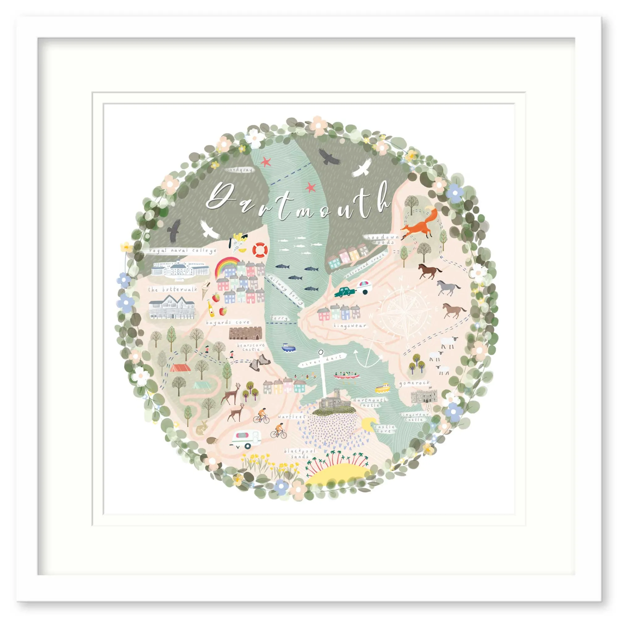 Dartmouth|Devon*Whistlefish Dartmouth Map Framed Print