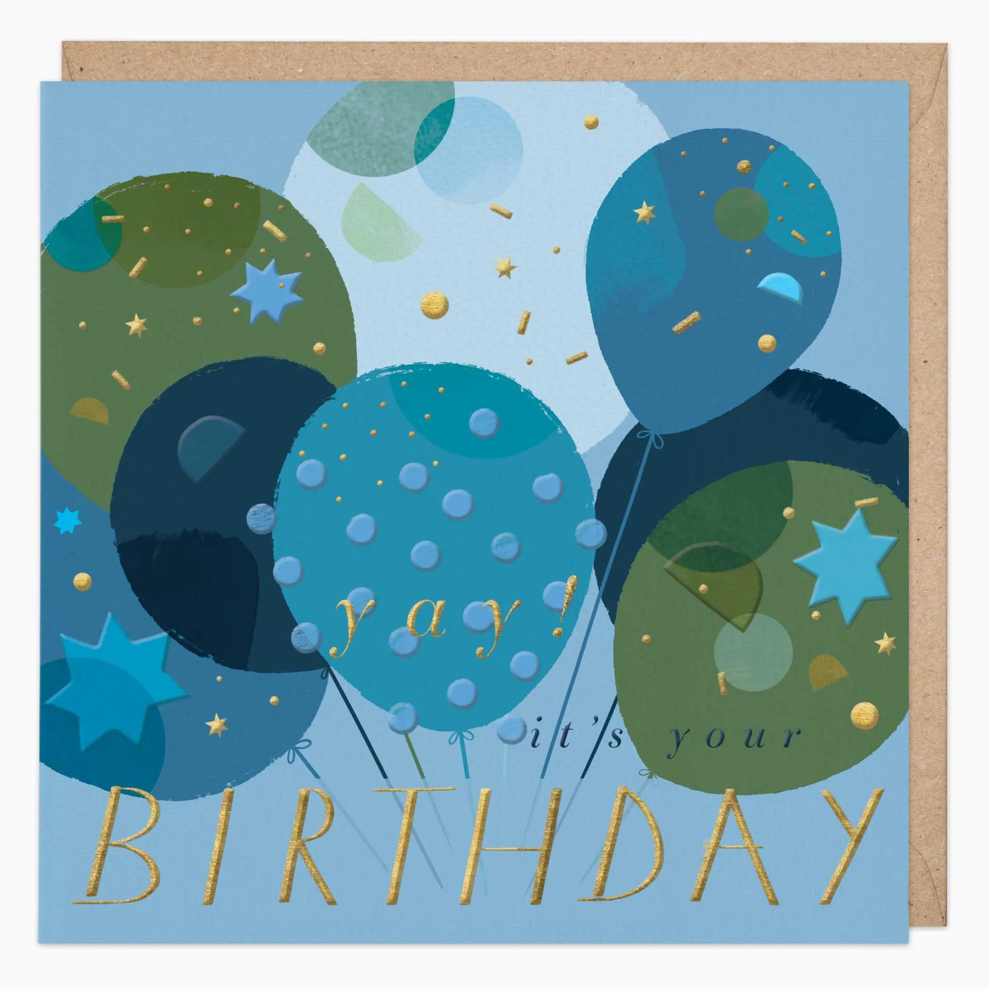 Birthday|For Him*Whistlefish Deep Blue & Green Balloon Birthday Card
