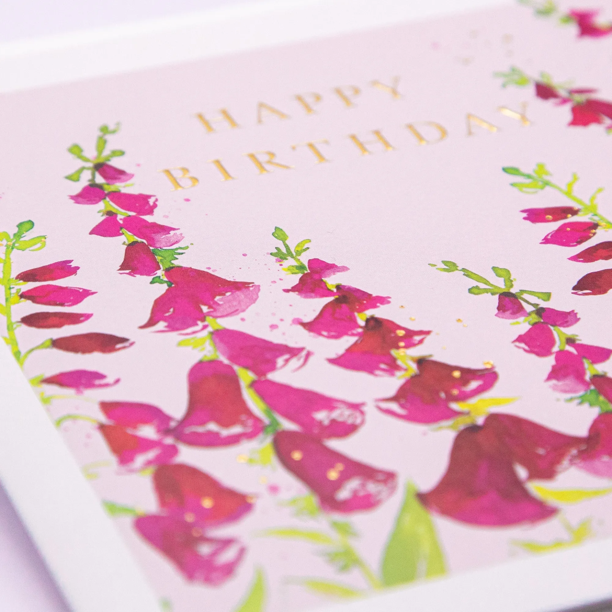 Birthday|For Her*Whistlefish Deep Pink Foxglove Birthday Card