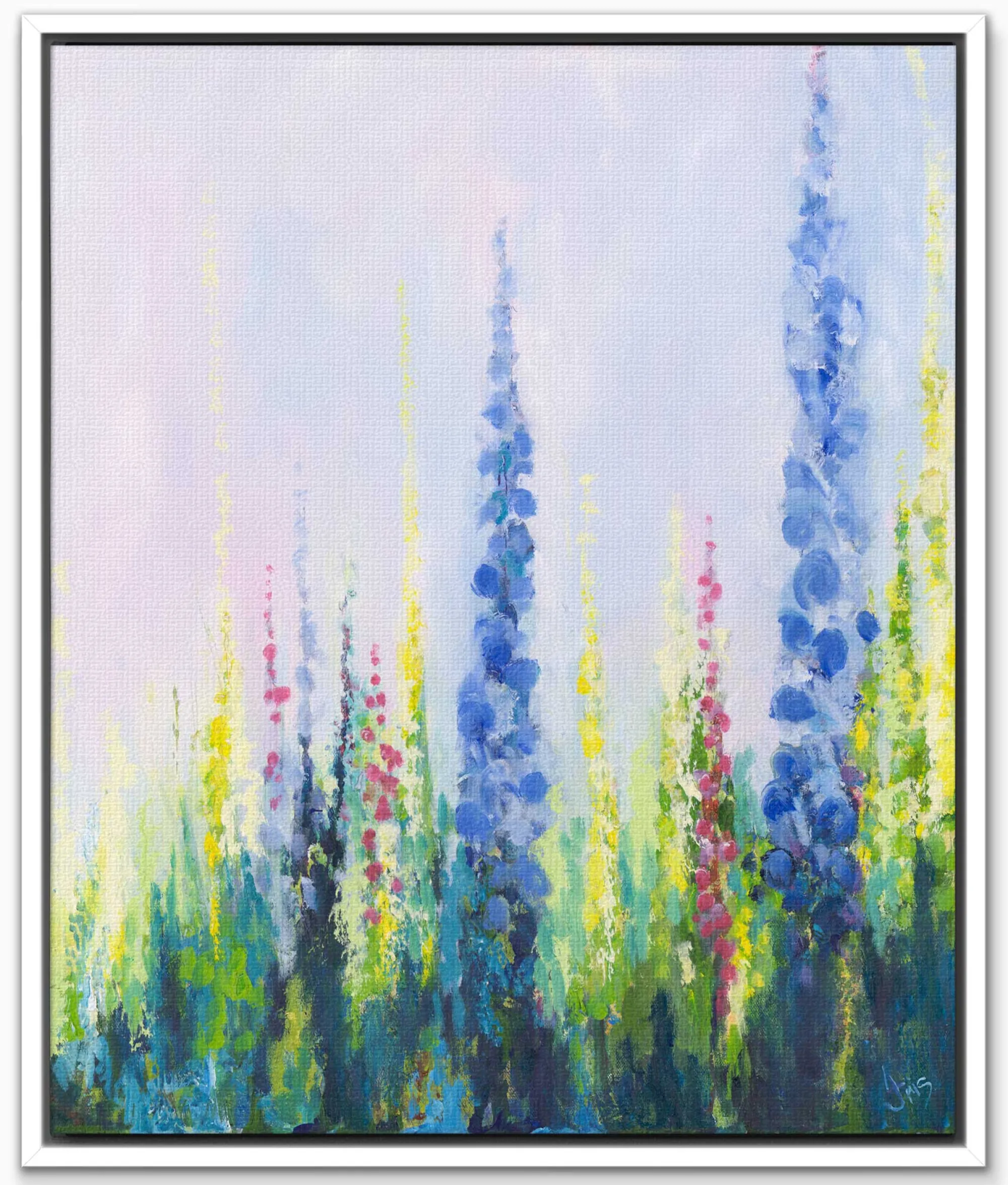 Floral & Flowers|Framed Canvas*Whistlefish Delphiniums No 1 Framed Canvas