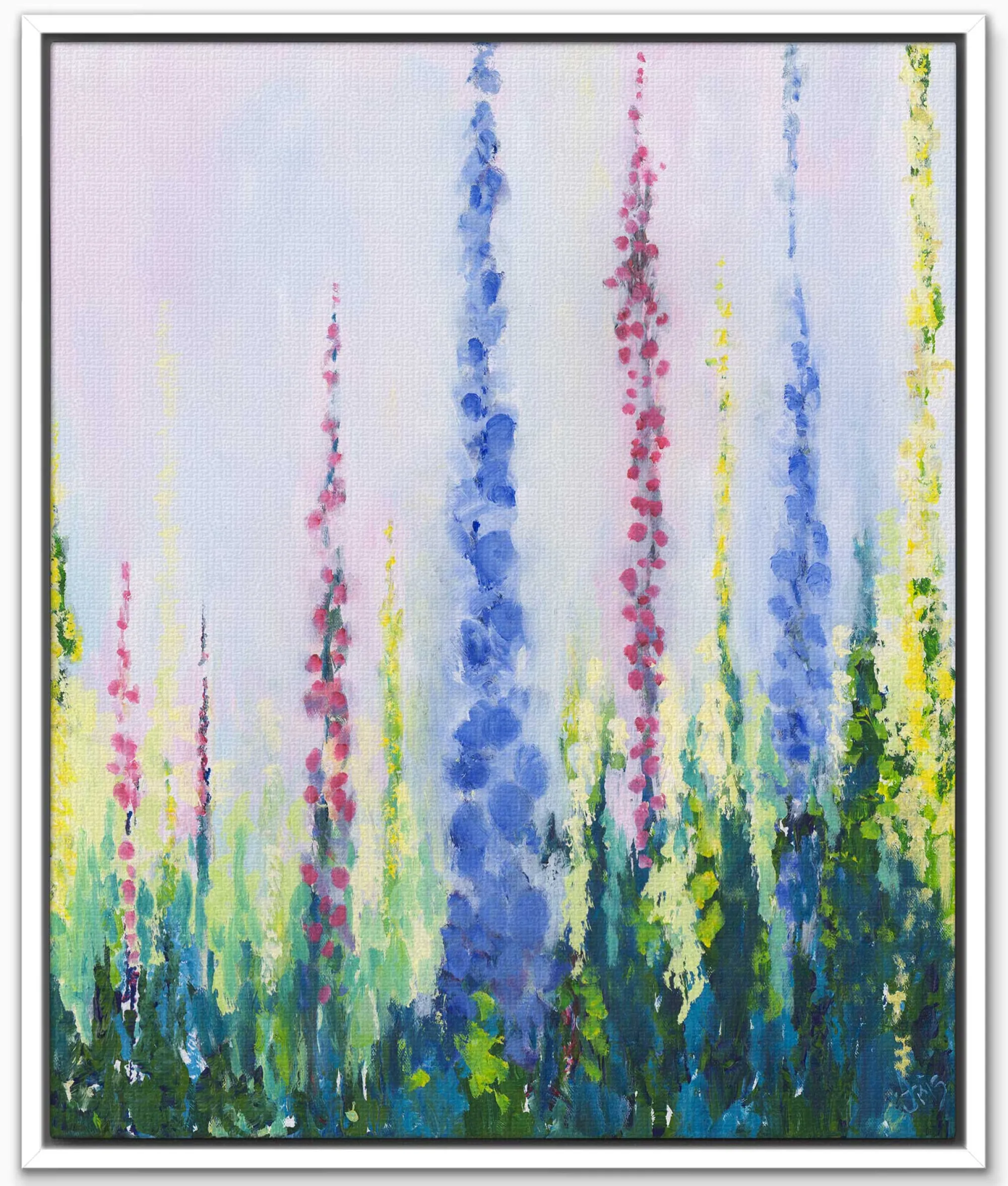 Floral & Flowers|Framed Canvas*Whistlefish Delphiniums No 2 Framed Canvas