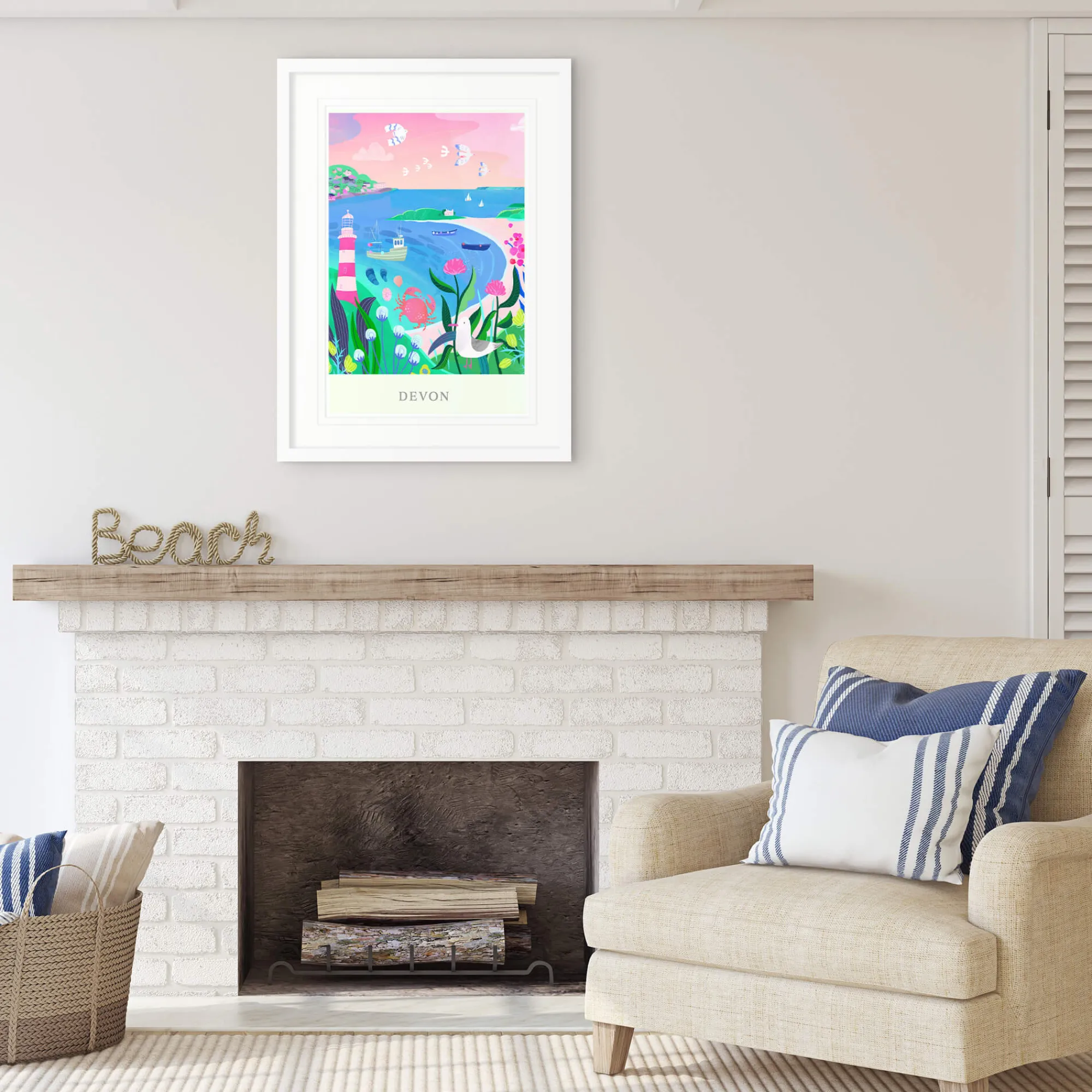 Devon|Coastal Scenes*Whistlefish Devon Brights Med Framed Print