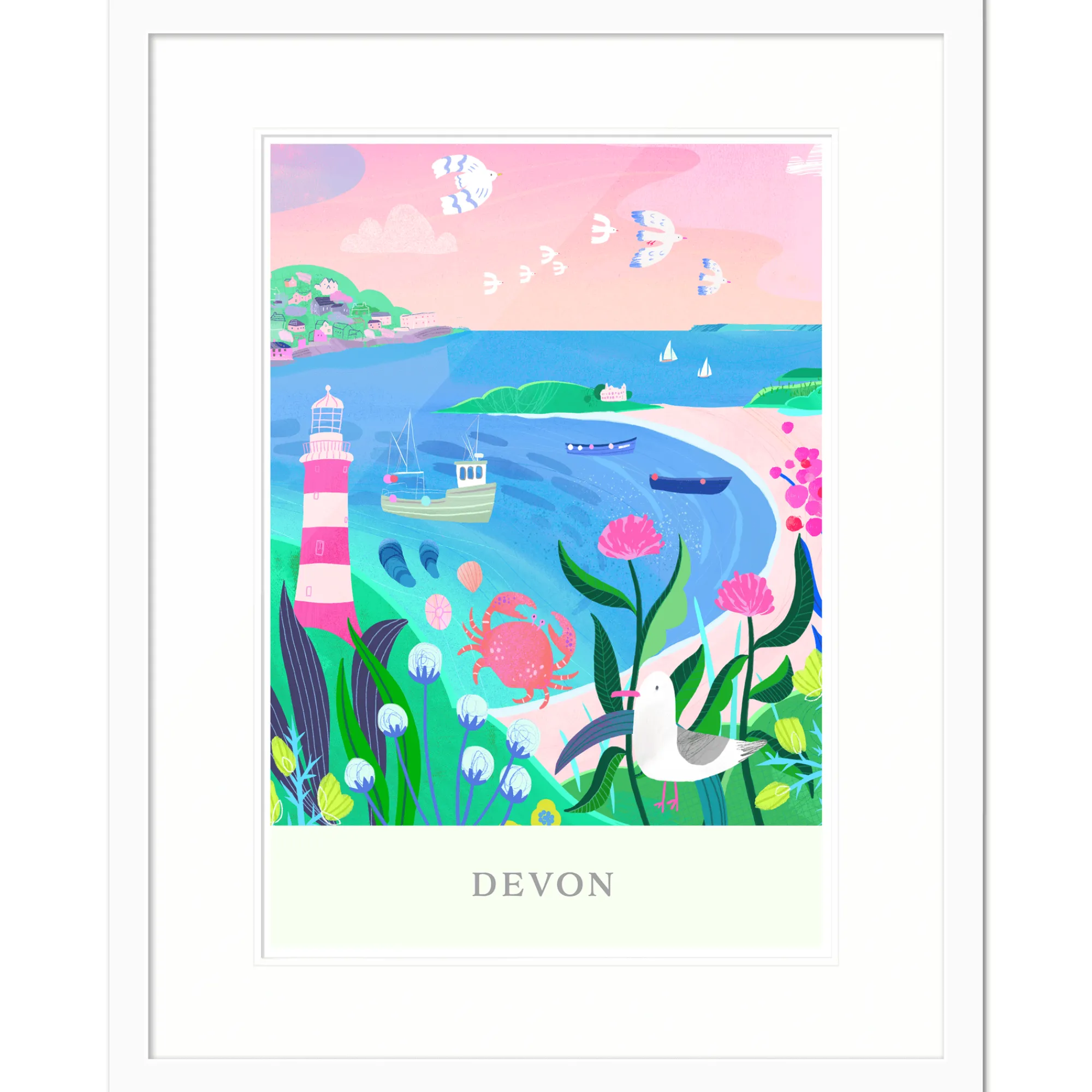 Devon|Coastal Scenes*Whistlefish Devon Brights Small Framed Print