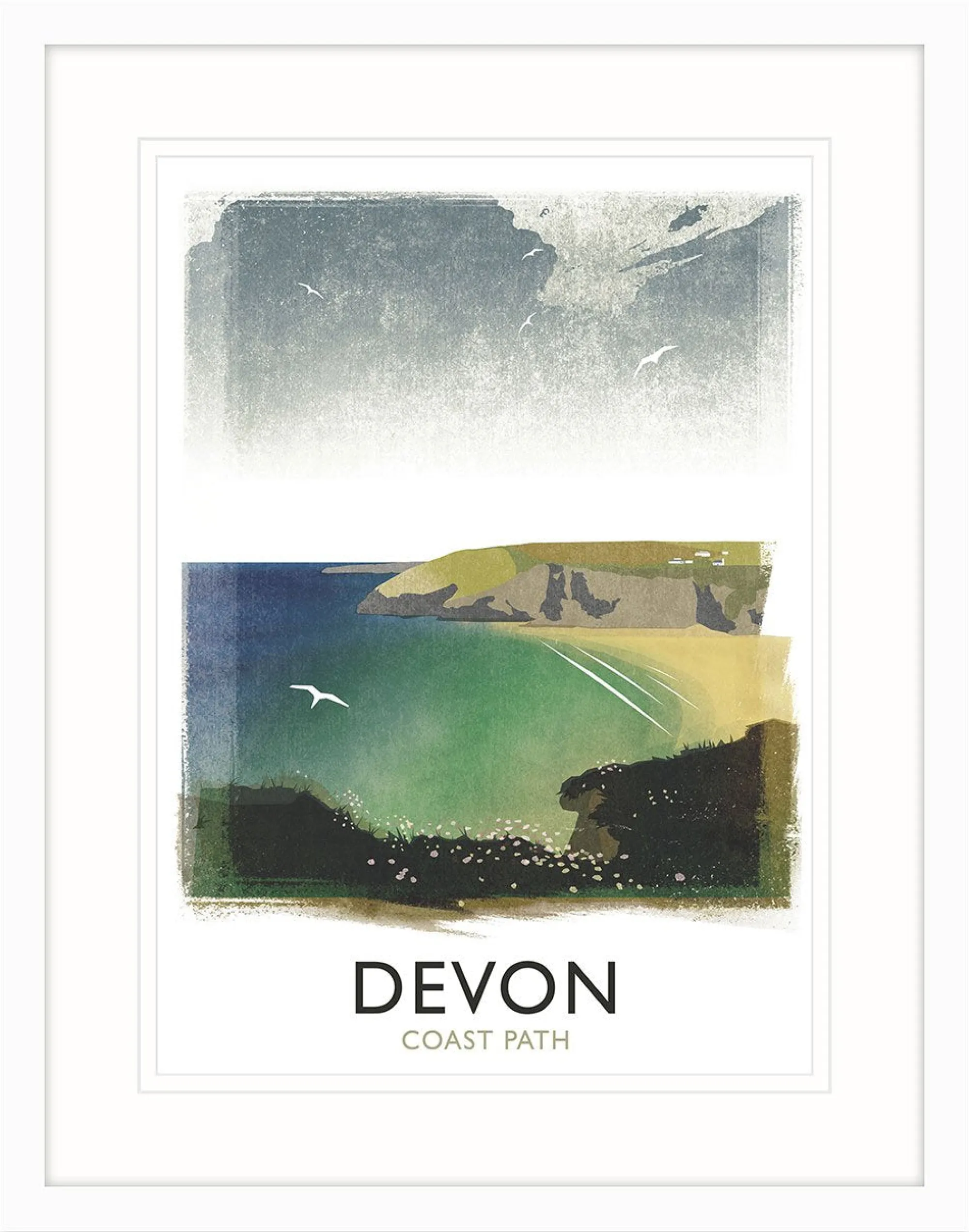 Devon|Framed Prints*Whistlefish Devon Coastal Poster Framed Print