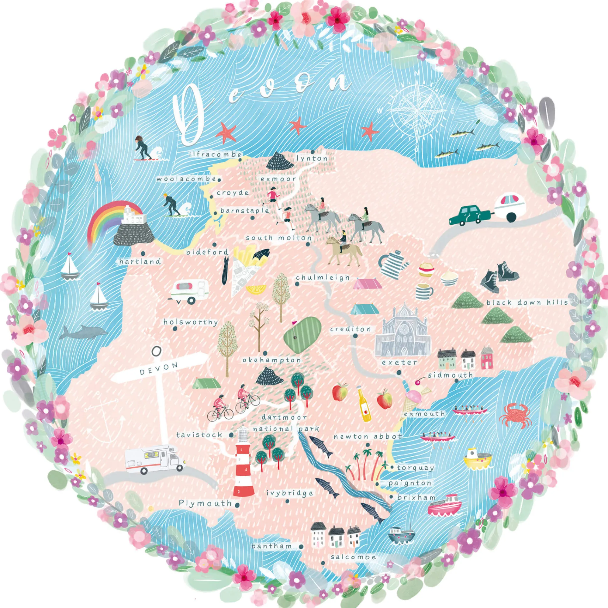 Unframed Prints*Whistlefish Devon Map Art Print