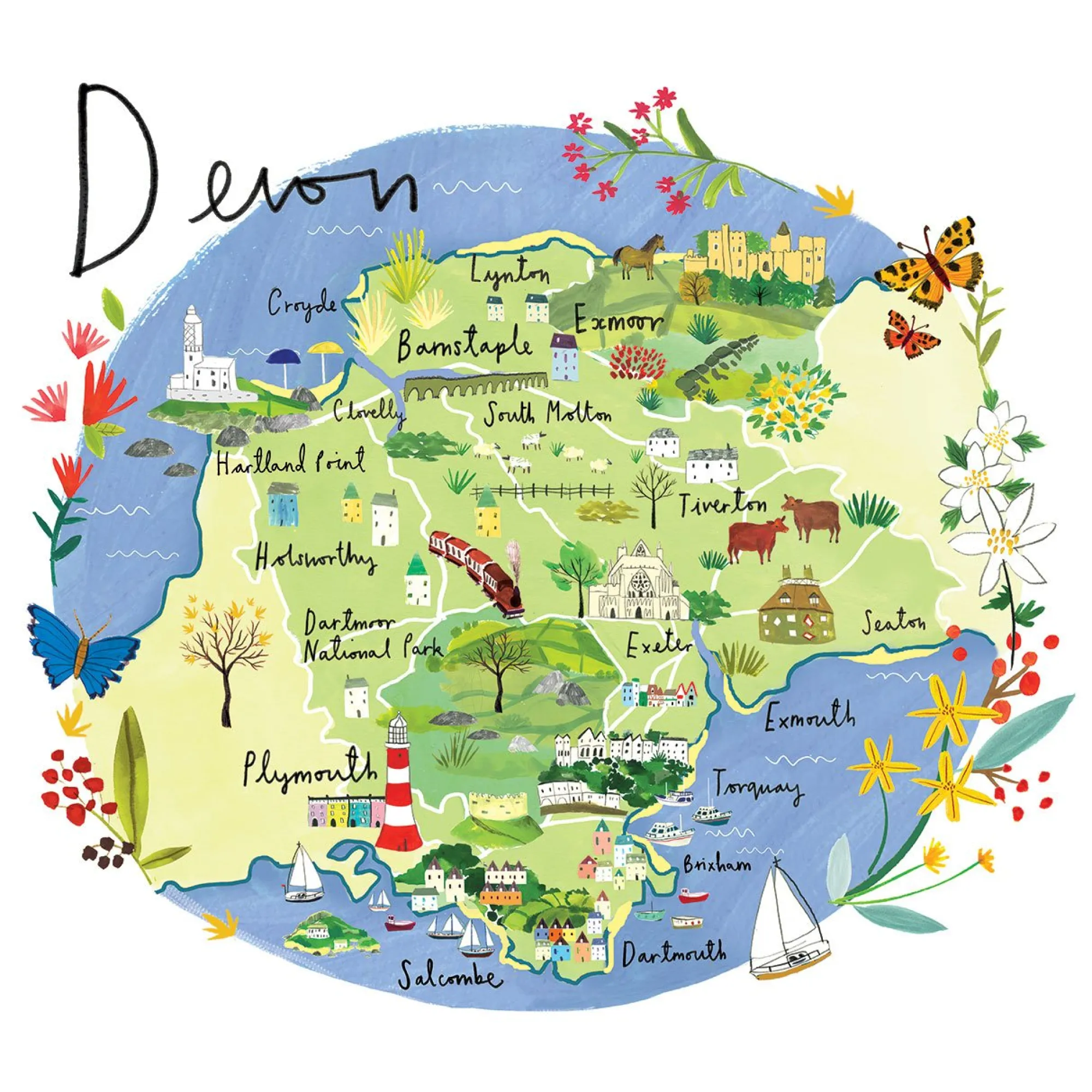 Unframed Prints*Whistlefish Devon Map Large Art Print