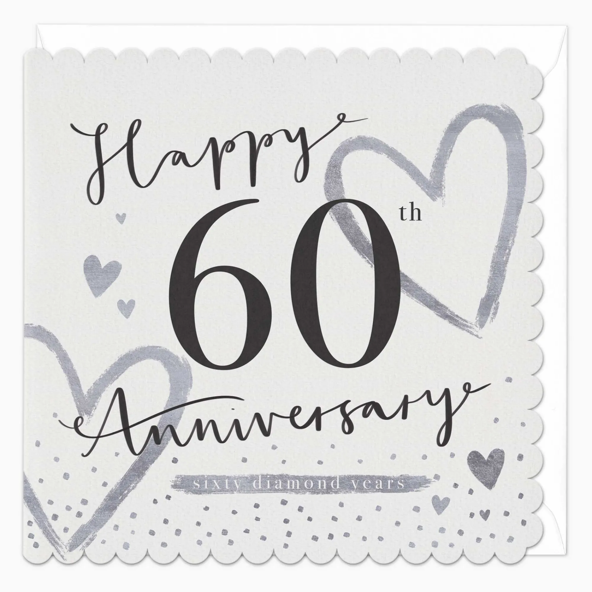 Anniversary*Whistlefish Diamond 60th Anniversary Scalloped Card