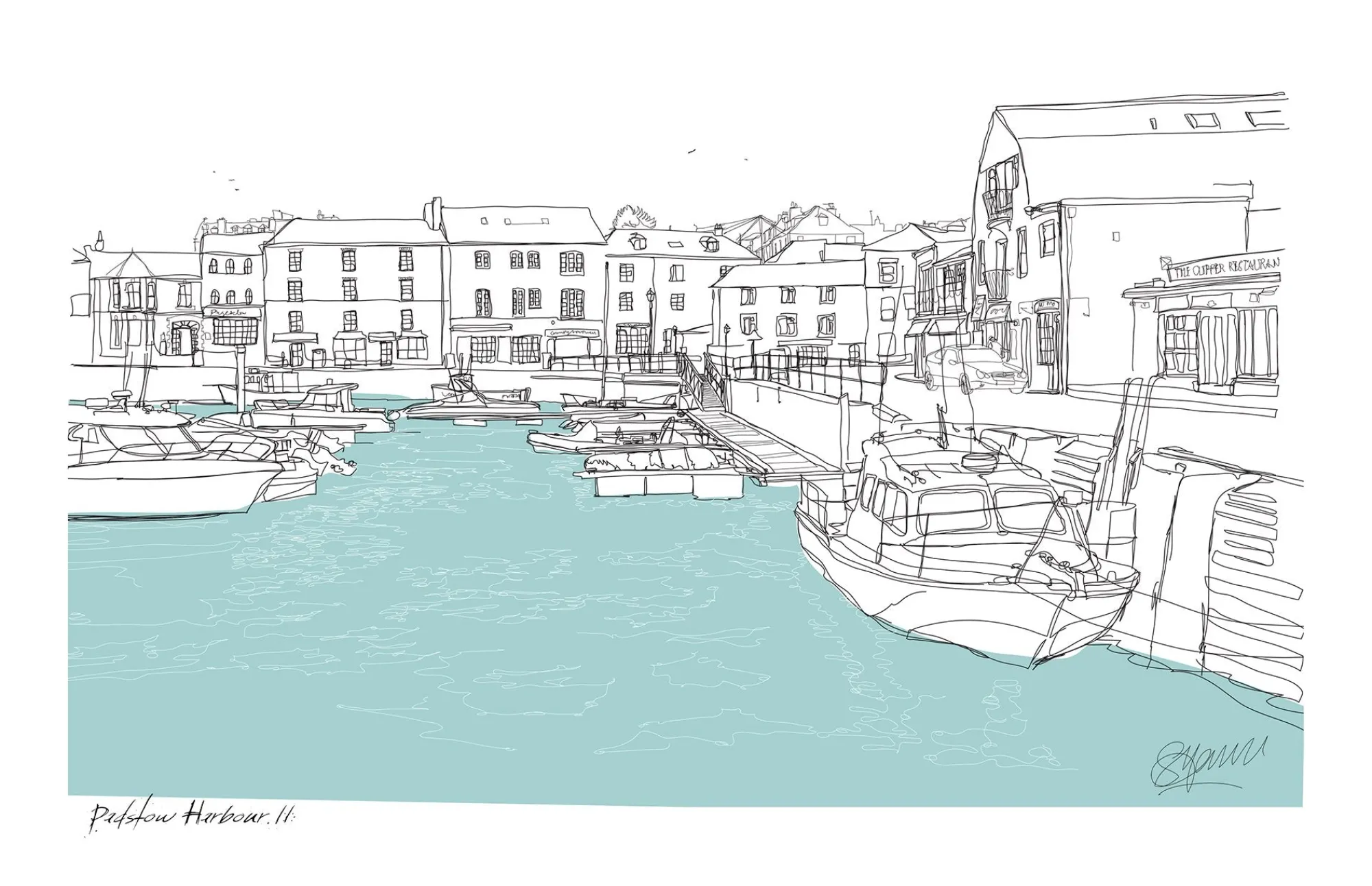 Unframed Prints*Whistlefish Docked Boats At Padstow Art Print
